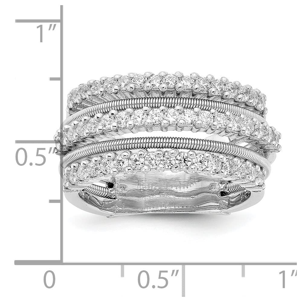 925 Sterling Silver Rhodium-Plated Cubic Zirconia Textured Layered Ring for Women | Elegant Stackable Fashion Jewelry Gift for Anniversary, Birthday & Special Occasions