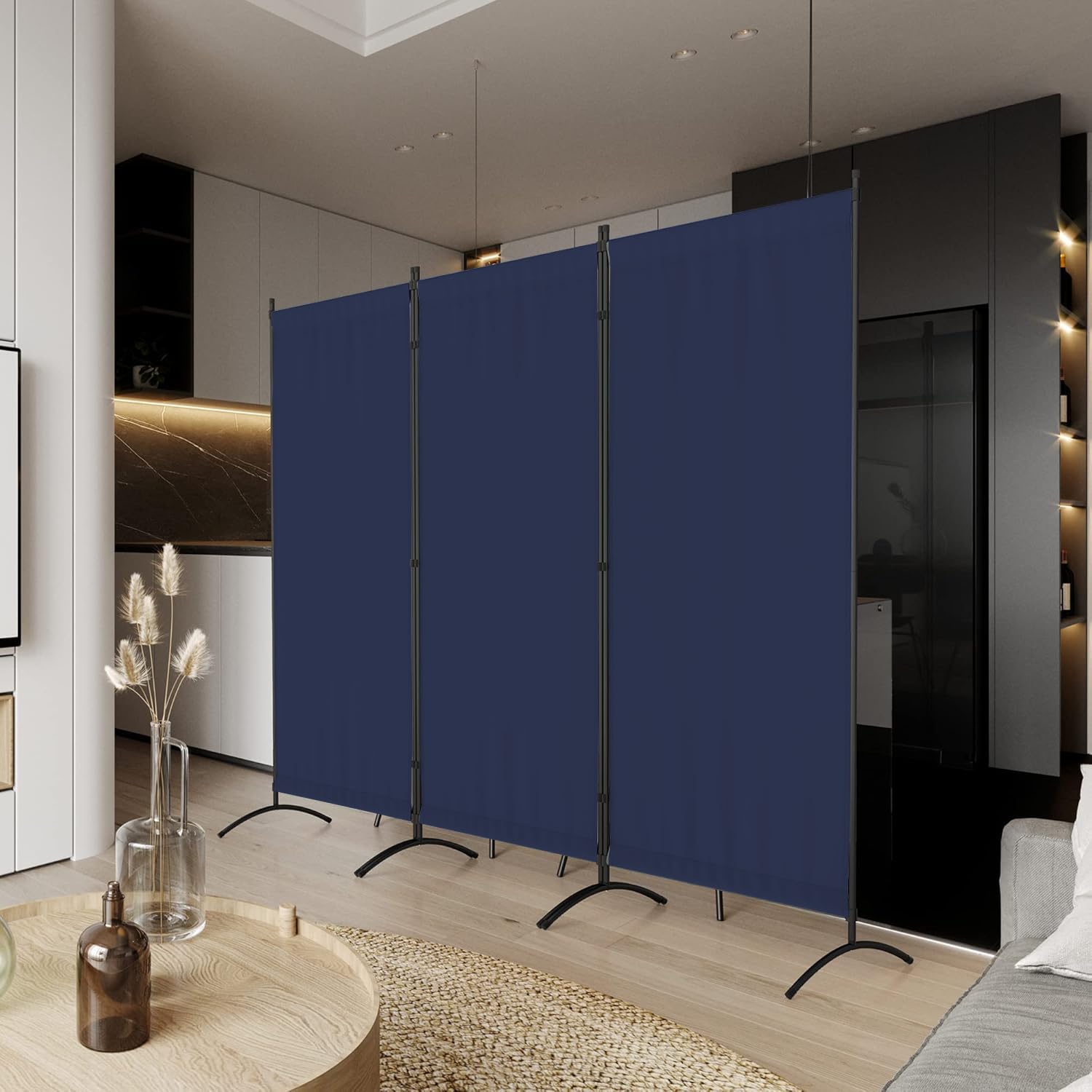 Morngardo 3-Panel Folding Room Divider Privacy Screen - Portable Partition for Home Office, Bedroom & Dorm Decor (Blue) | Perfect for Creating Private Spaces & Room Separation