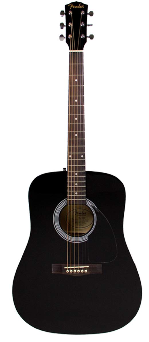Fender FA-115 Dreadnought Acoustic Guitar Bundle - Black with Hard Case, Tuner, Strings, Strap & Picks | Perfect for Beginners, Campfires & Live Performances