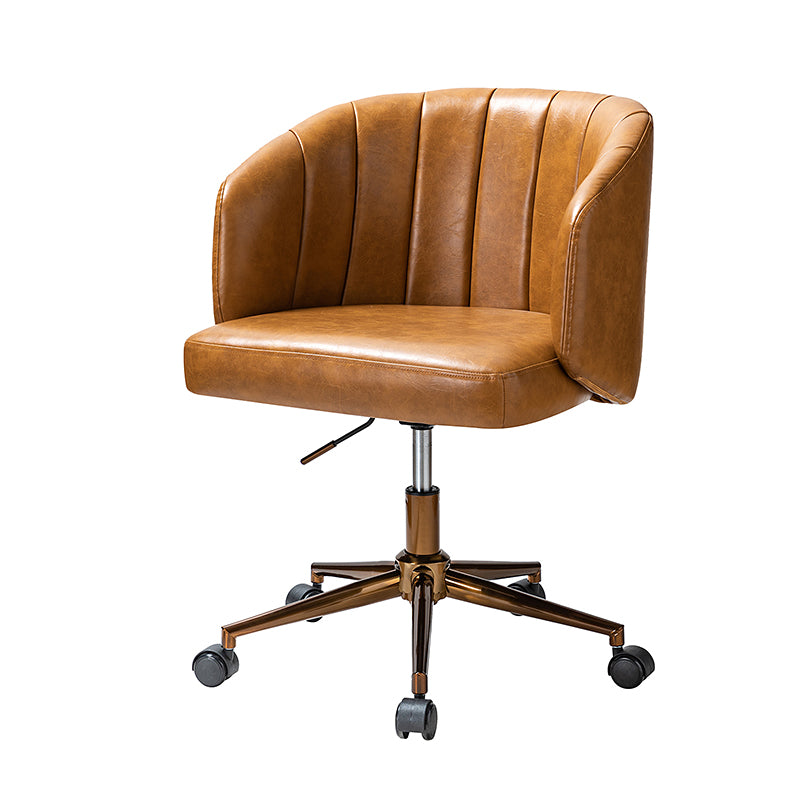 Ergonomic Vegan Leather Office Chair - Adjustable Height & Lumbar Support for Comfortable Work - Perfect for Home Office, Study & Workspace