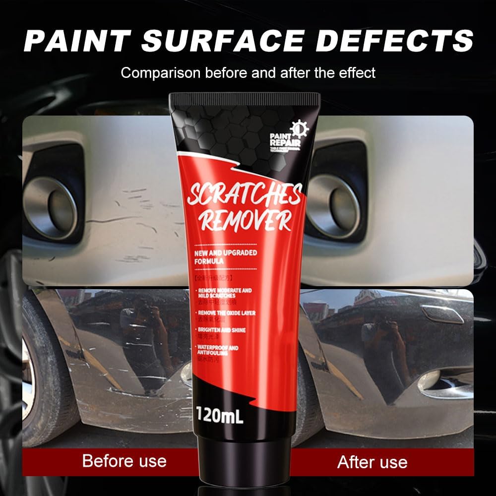2024 Upgrade Car Scratch Repair Wax Kit - Scratch Remover Paste & Polishing Wax with Sponge for Cars, Trucks, SUVs | Perfect for Minor Scratches, Swirl Marks & Paint Imperfections on Various Surfaces | Easy DIY Car Accessories for Quick Scratch Repair at Home or On-the-Go