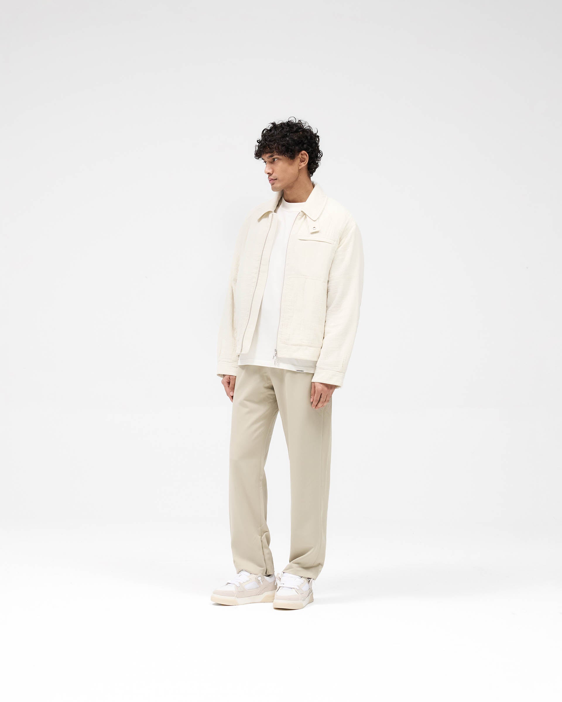 Stylish Crinkle Trucker Jacket in Ecru - Perfect for Casual Outfits & Streetwear Fashion