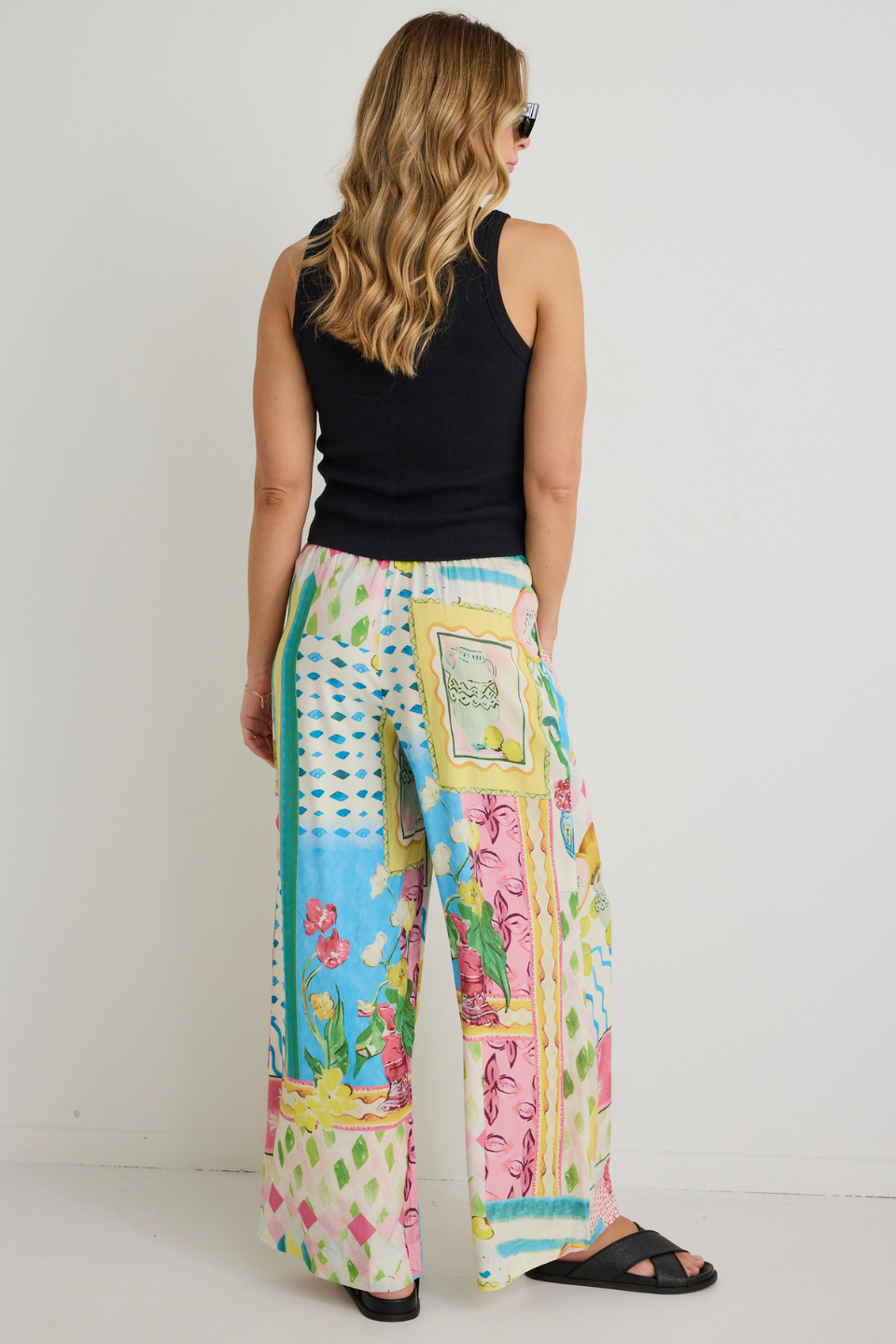 Stylish Pink Holiday Print Wide Leg Pants for Women - Comfortable High Waisted Lounge Pants for Christmas Party, Vacation & Casual Wear