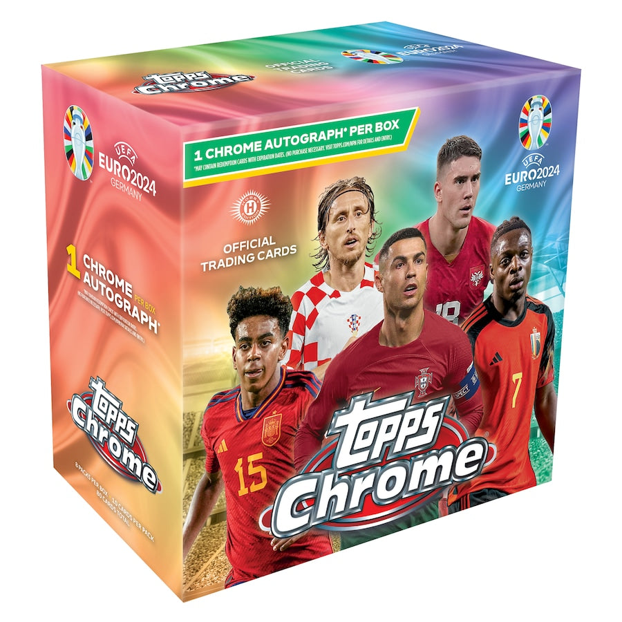 2024 Topps Chrome UEFA Euro Hobby Box - Limited Edition Soccer Trading Cards for Collectors & Fans - Perfect for Sports Memorabilia Collections & Fantasy League Enthusiasts