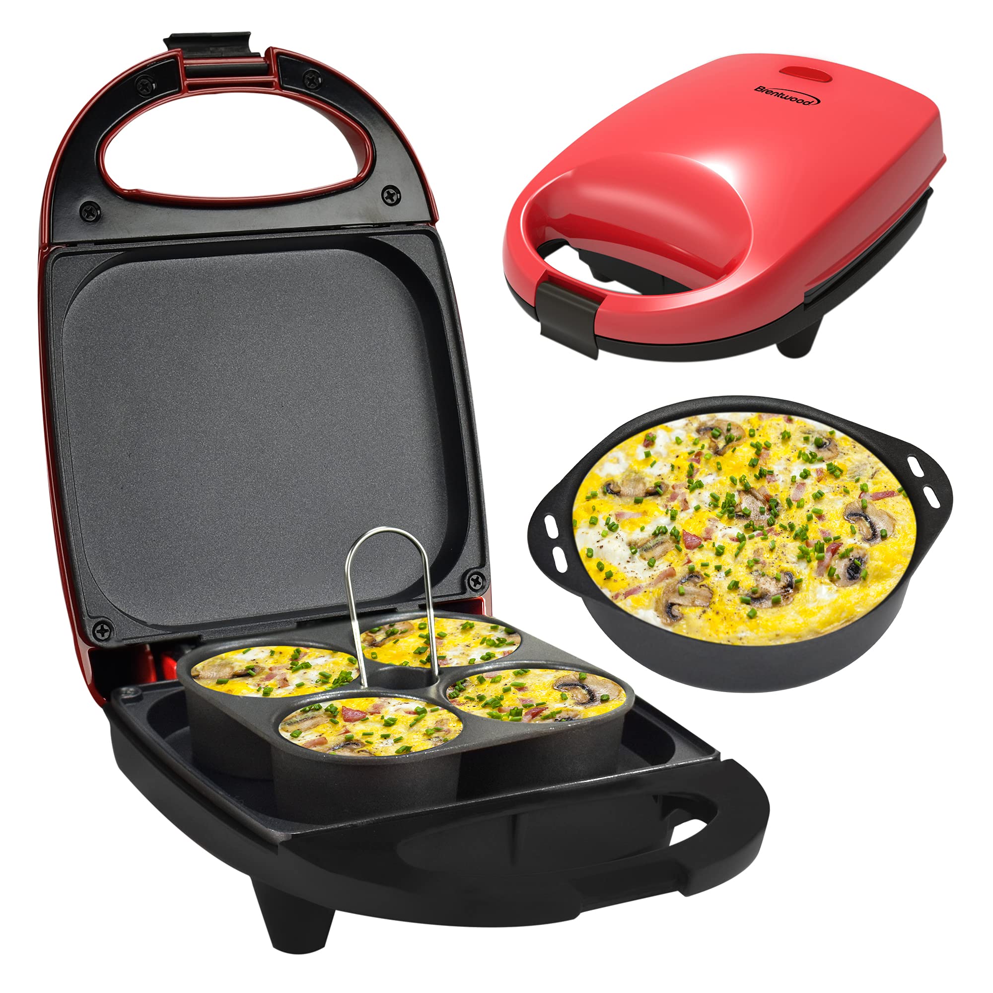 Brentwood TS-256R Electric Egg Cooker - Fast & Easy Hard Boiled, Poached, Scrambled Eggs Maker, Red - Perfect for Breakfast, Meal Prep & Keto Diet