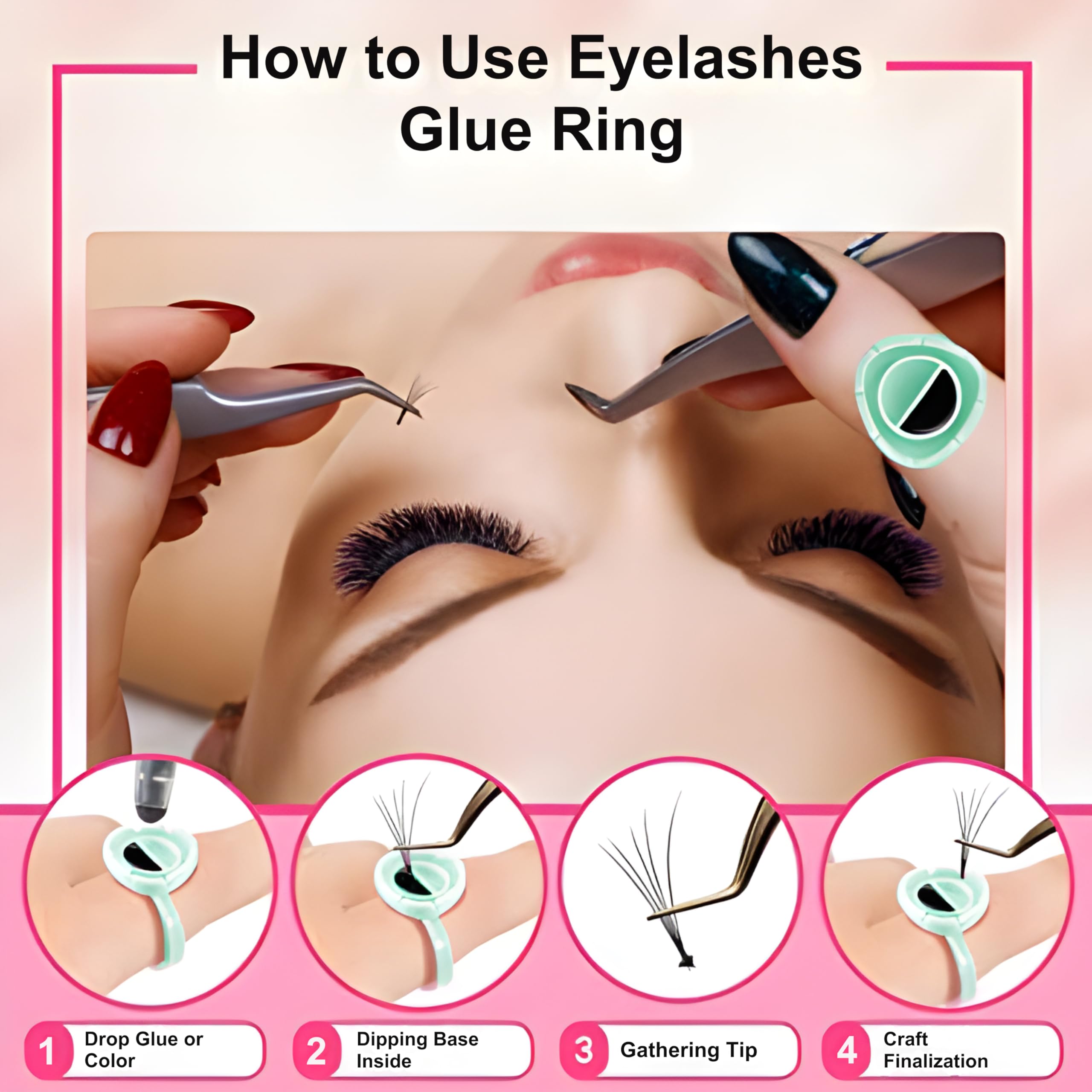200pcs Disposable Eyelash Extension Glue Rings - Adjustable Lash Extension Ring Holder Cup for Professional Tech Supplies, Flower Nail Art & Tattoo Makeup | Perfect for Salon, Spa & Home Use