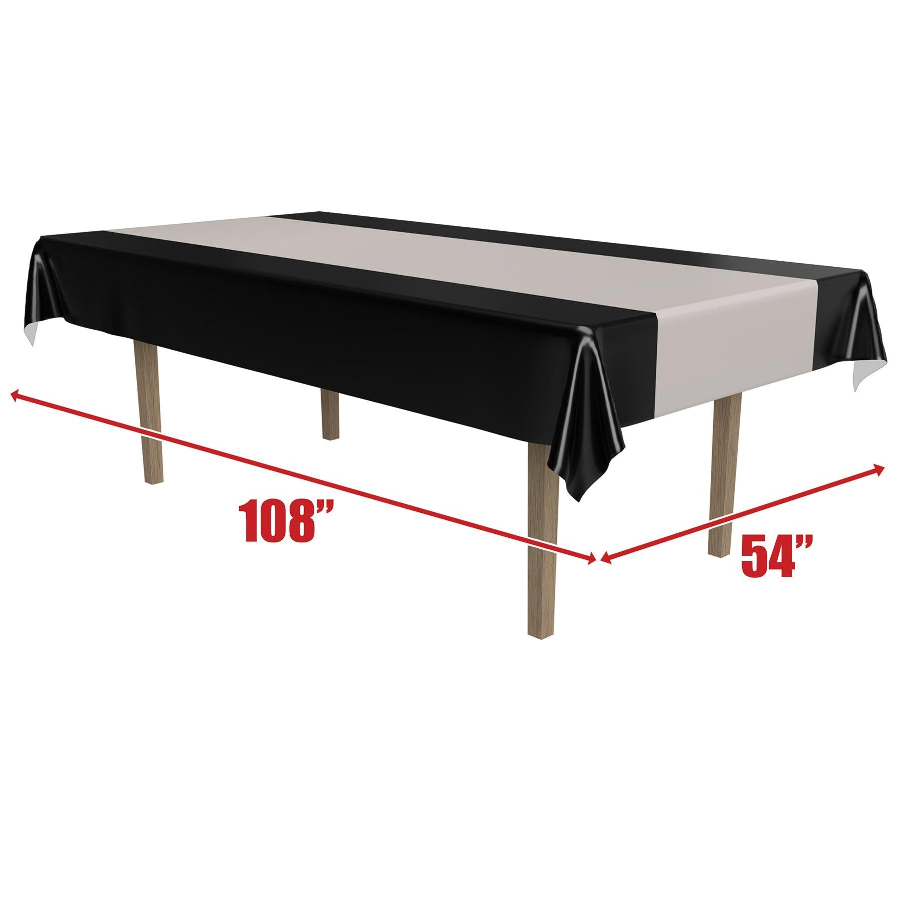 12 Pack Beistle Black and Silver Party Table Covers - Premium Disposable Tablecloths for Birthday, Wedding, and Holiday Decorations