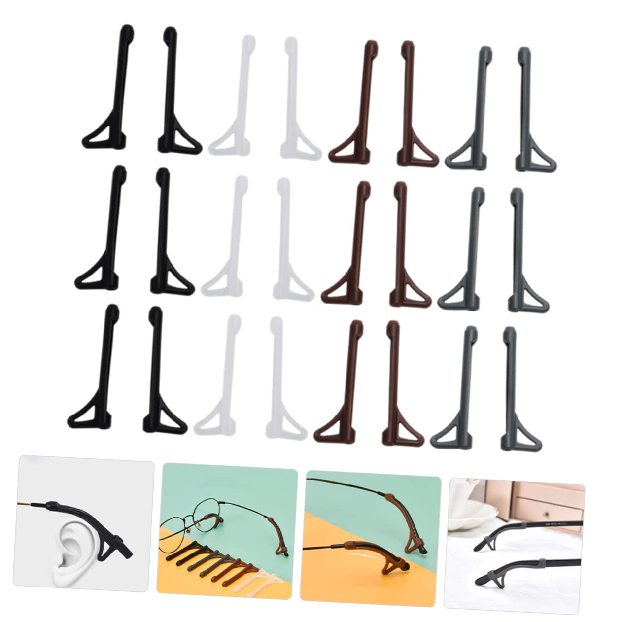 DOITOOL 12 Pairs Anti-Slip Silicone Glasses Ear Clips - Soft Glasses Temple Tips Holder for Earphones & Eyewear - Secure Fit for Reading, Sports & Outdoor Activities