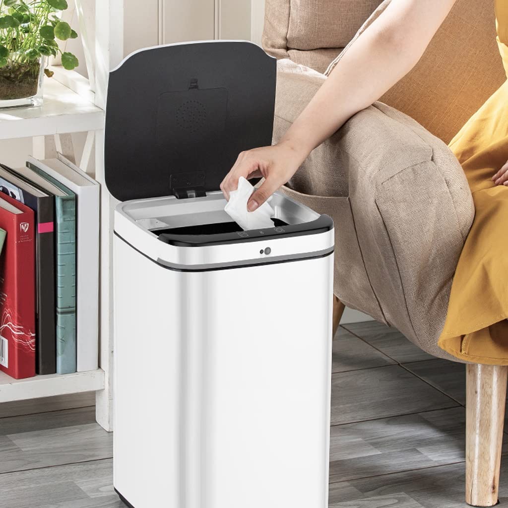 Smart Automatic Sensor Trash Can with Lid - 9L Touchless Kitchen & Bathroom Garbage Bin, Motion-Activated Night Light for Home, Office, Bedroom & Living Room (Color: A) - Perfect for Hands-Free Waste Disposal & Hygienic Spaces