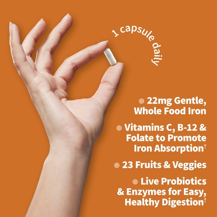 Vitamin Code Raw Iron Supplement - 30 Capsules for Energy & Immunity Support | Vegan, Non-GMO | Ideal for Active Lifestyles & Iron Deficiency