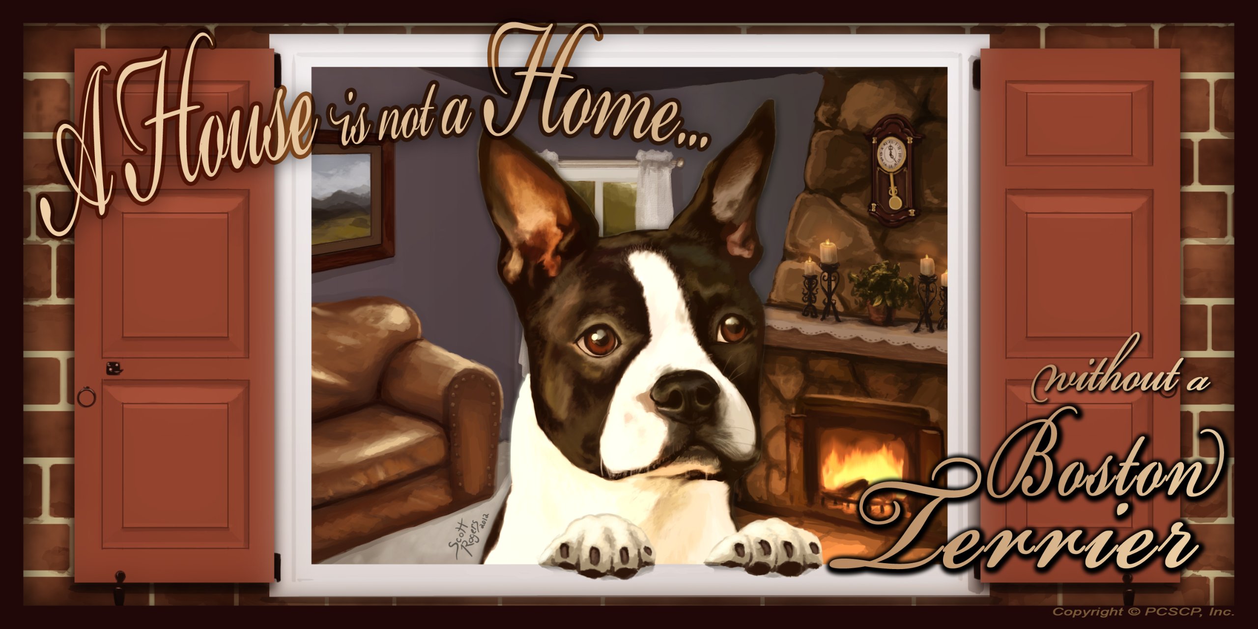 Boston Terrier Key and Leash Holder - 'Paws on the Windowsill' Art by Scott Rogers - Perfect for Dog Lovers' Entryway Organization & Home Decor