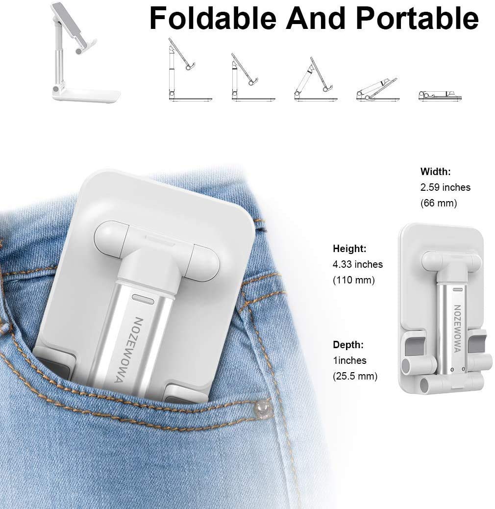 Adjustable Foldable Phone Stand for Desk - Compatible with iPhone 16/15/14 - Perfect for Work & Video Calls