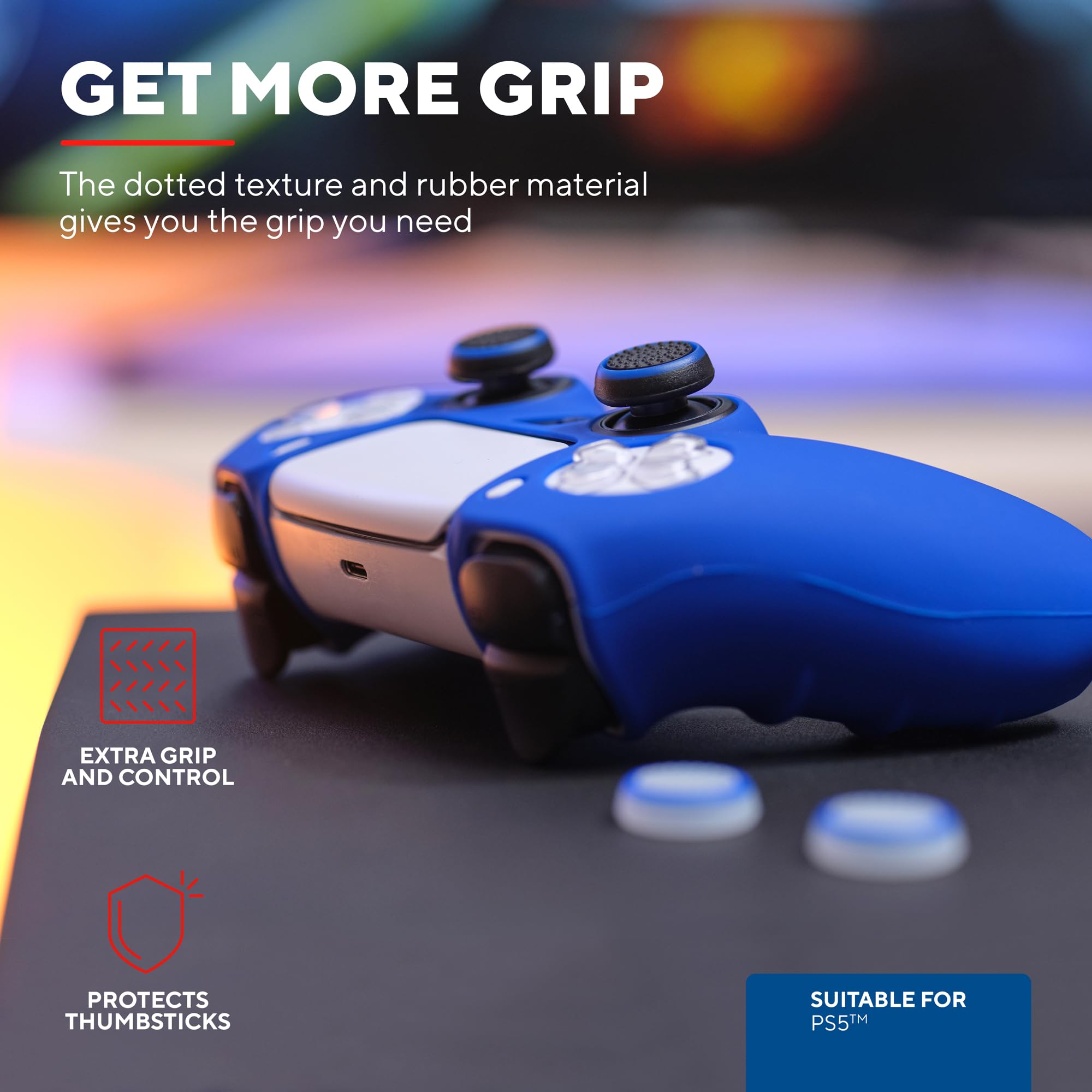 Trust Gaming GXT 266 Analog Stick Caps (4 Pack) - Protective Joystick Thumb Grips for PS5/PlayStation 5 DualSense Controller - Black - Enhance Grip & Prevent Wear for Gaming, Streaming & Esports