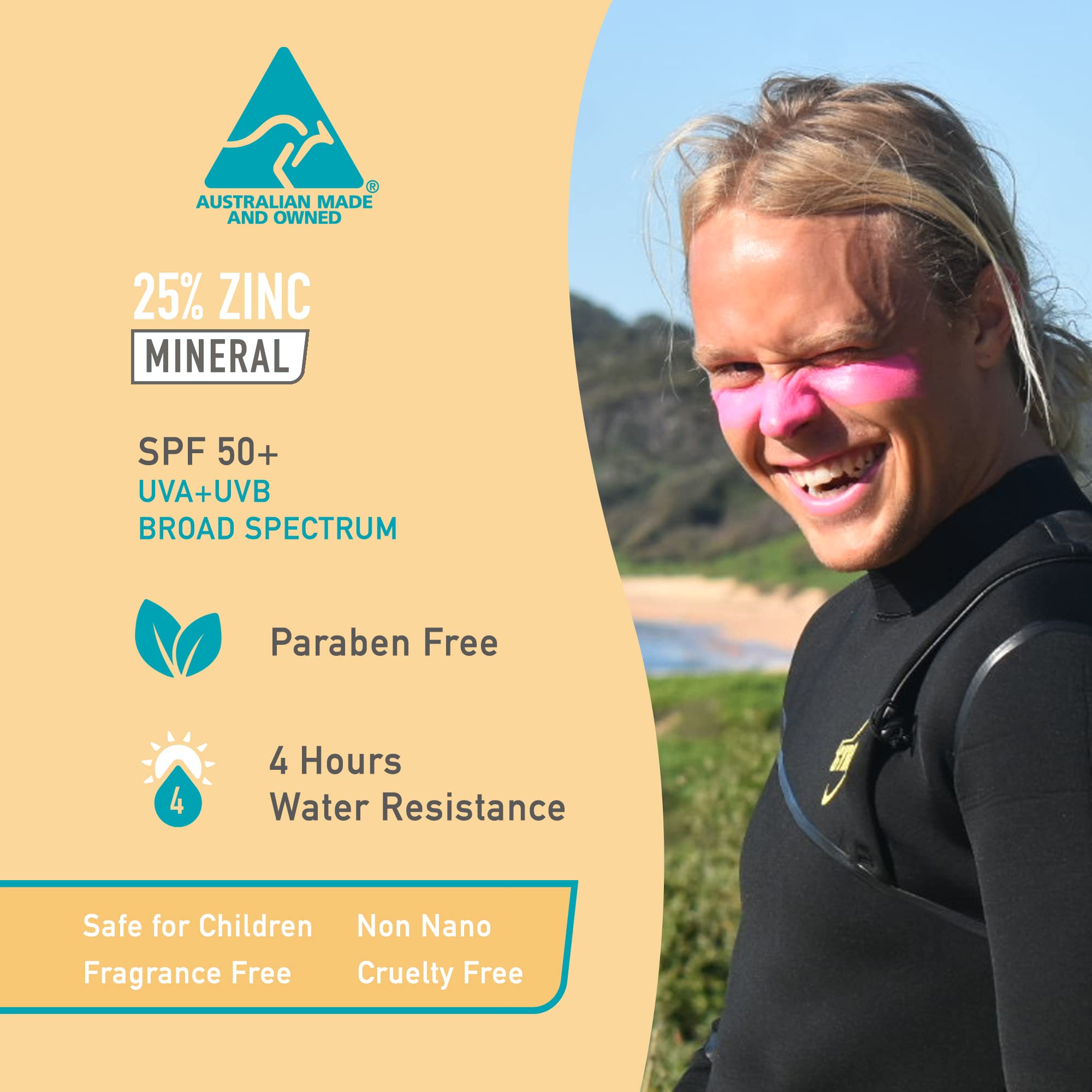 Sun Zapper Zinc Oxide Sunscreen Stick SPF 50+ – Waterproof & Reef Safe – 3-Pack (Pink, White, Blue) – Face & Body Sun Protection for Adults, Kids & Babies – Travel Size Mineral Sunscreen – Made in Australia – Perfect for Beach, Pool & Outdoor Activities