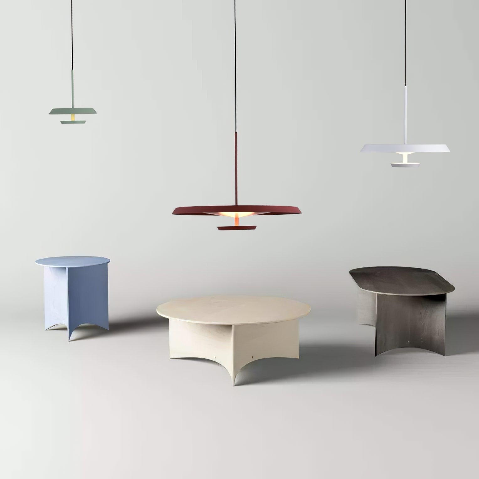 Modern Flat Pendant Light Fixture - Sleek Minimalist Ceiling Lamp for Kitchen Island, Dining Room & Bedroom Lighting - Dimmable LED Hanging Light with Adjustable Cord