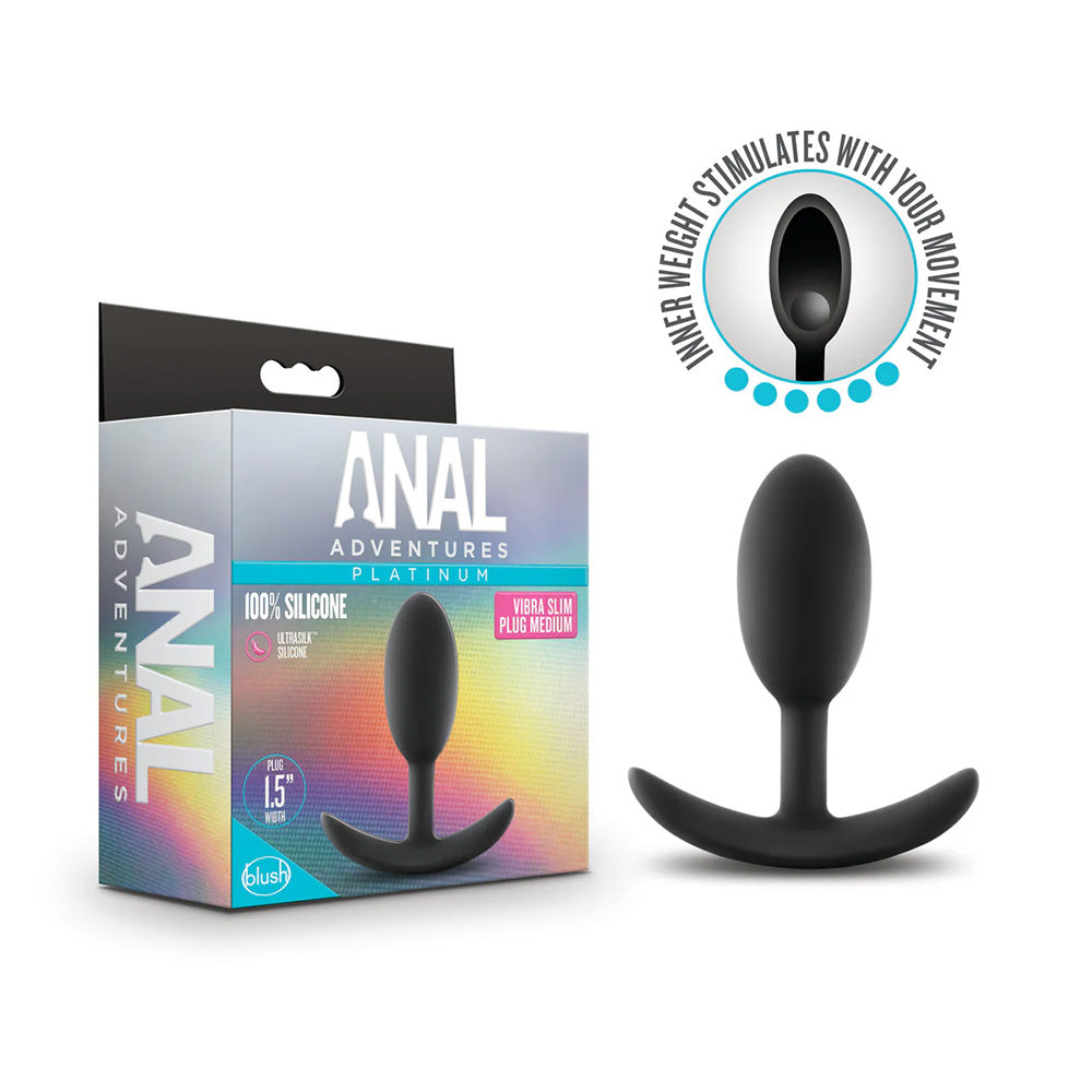 Vibra Slim Platinum Silicone Butt Plug - Medium Size Anal Toy for Pleasure & Training | Perfect for Couples Play & Solo Exploration