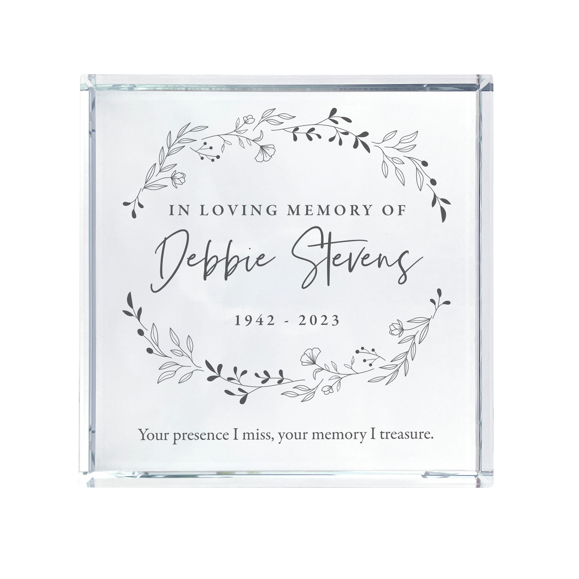 Personalized Memorial Crystal Wreath Token - Custom Engraved Keepsake for Loved Ones | Perfect for Funerals, Graveside Tributes & Sympathy Gifts