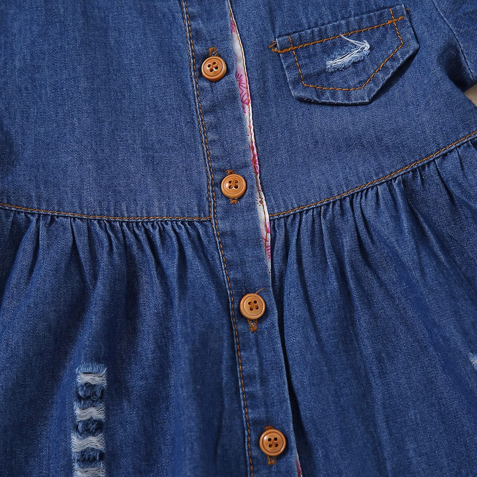Denim Button Baby Dress for Girls - Cute Toddler Mermaid Tail Ruffle Princess Dress with Pockets | Perfect for Birthday Parties, Photo Shoots & Special Occasions 2023