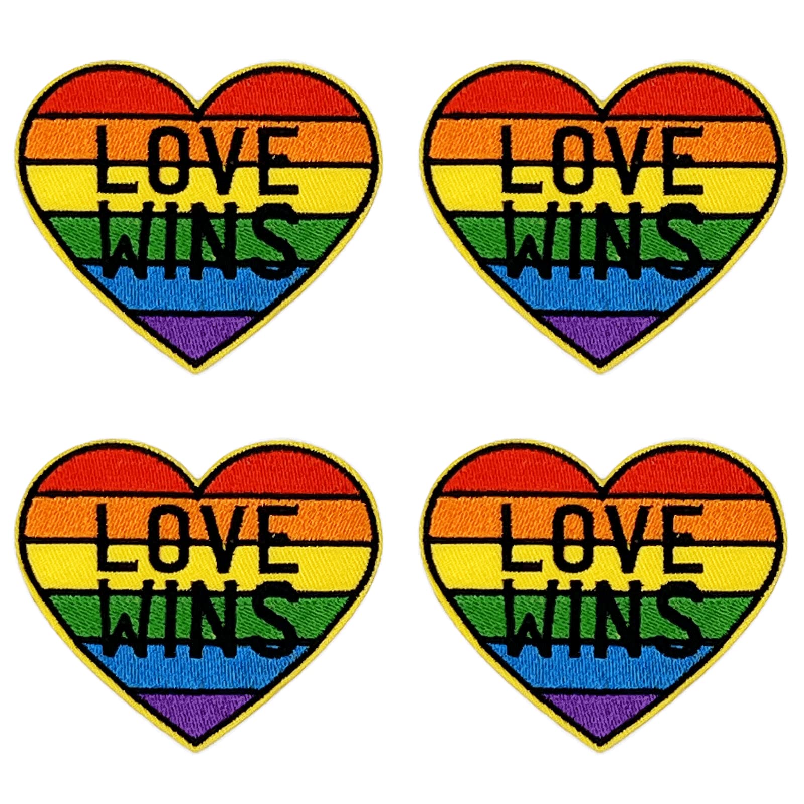 4Pcs Love Wins Embroidered Applique Patches - Sew On & Iron On DIY Patches for Clothing, Jackets, Jeans, Backpacks & Hats - Arts & Crafts Supplies for Customizing Denim, Bags & Accessories - Perfect for DIY Projects, Fashion Upcycling & Personalization
