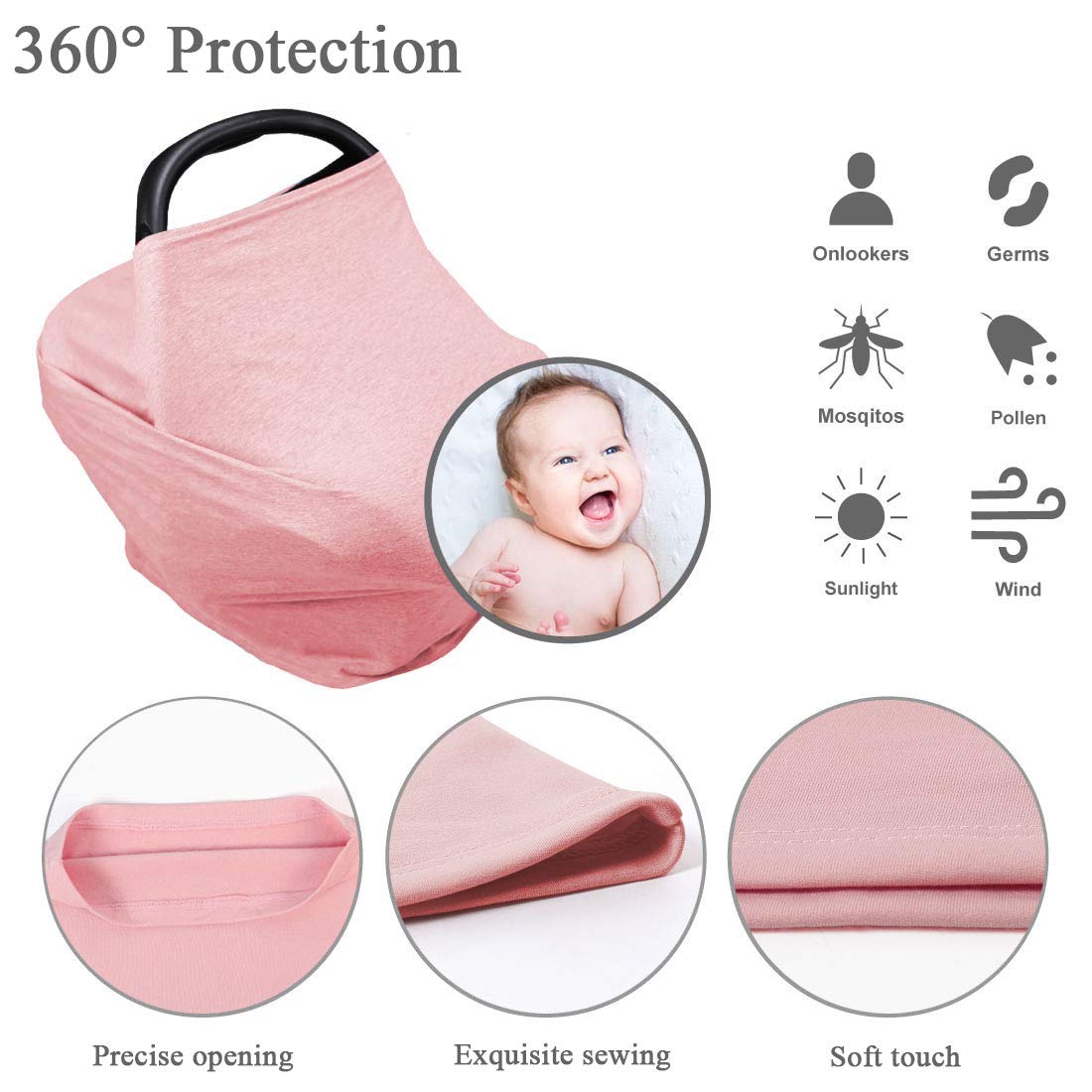 Breathable Nursing Cover for Baby Breastfeeding - Soft Car Seat Canopy for Newborns, Infants, Boys & Girls - Perfect for Privacy & Comfort - Ideal Baby Shower Gift & New Mom Must-Have (Use in Cars, Strollers & Nursing)