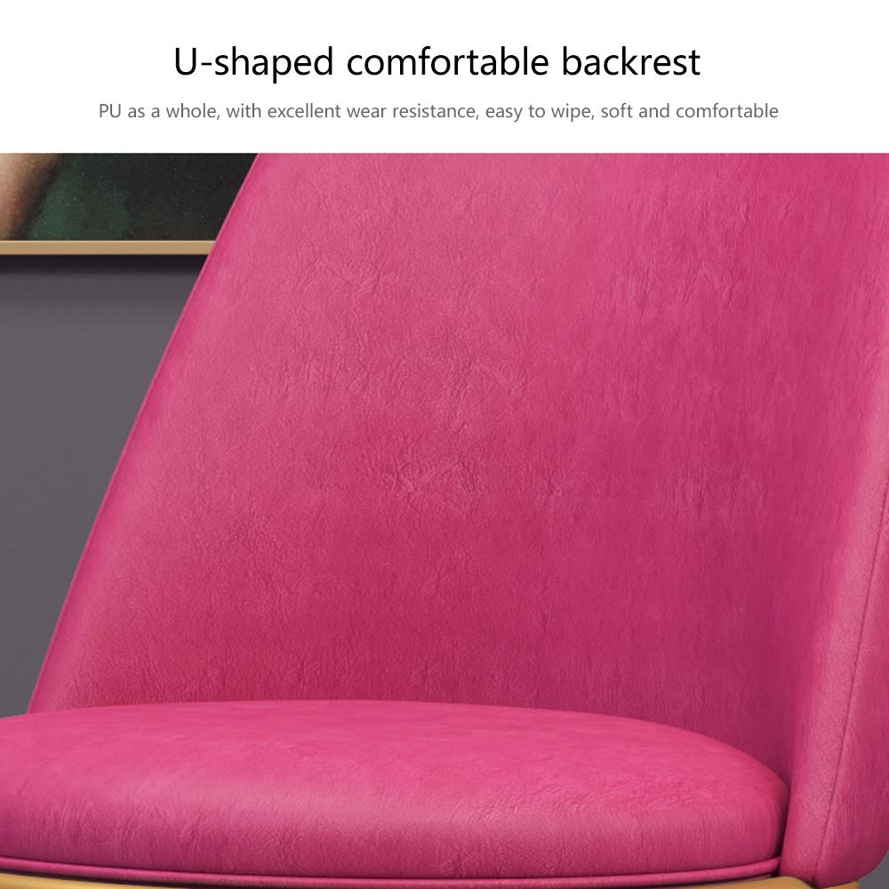 Ergonomic High Back Restaurant Chair - PU Leather Desk Chair for Home Office, Living Room & Bedroom - Comfortable Armless Leisure Chair in Pink | Perfect for Dining, Working & Relaxing