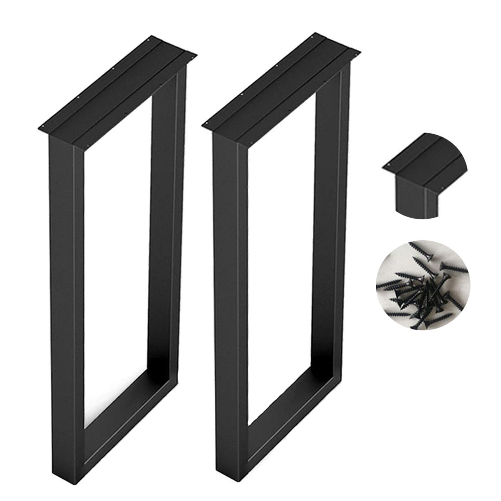 2 Pack Adjustable Black Iron Table Legs for Kitchen, Dining, Office & Computer Desks - Heavy Duty DIY Furniture Legs for Workbench & Custom Made Tables (Perfect for Home Office & Workshop Use)