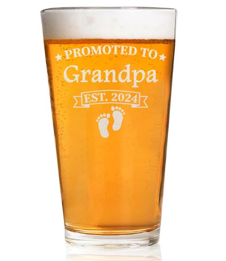 2024 Engraved 16oz Beer Glass - Perfect Gift for New Grandpa, First-Time Dad & Papa | Ideal for Father's Day, Retirement, & Celebrations | Personalized Grandpa Beer Mug for Men