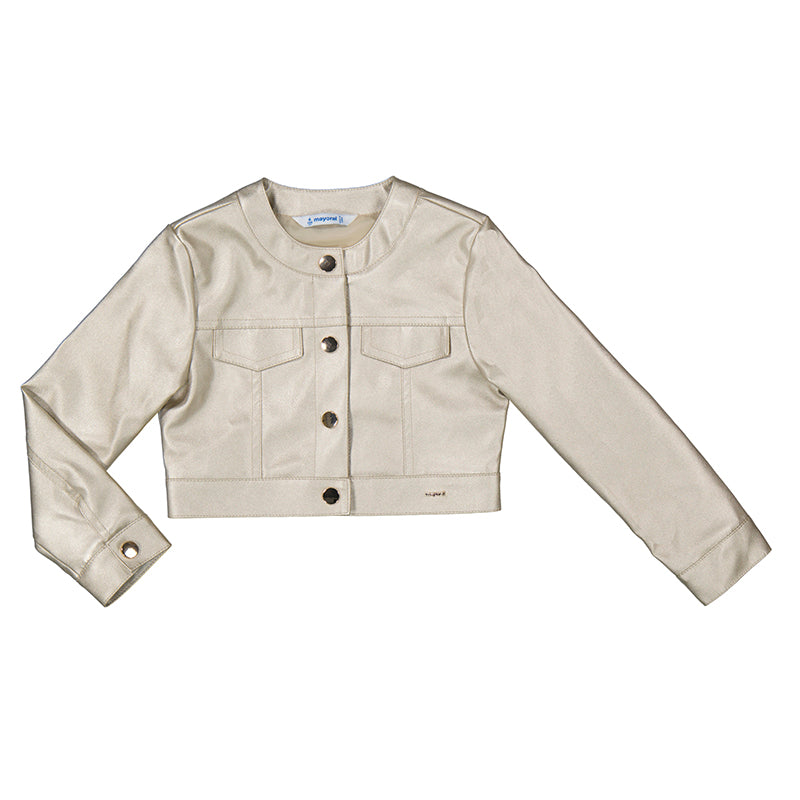 Mayoral Genuine Cream Leather Jacket for Women - Stylish & Soft Outerwear for Fall & Winter Fashion | Perfect for Casual Outings & Date Nights