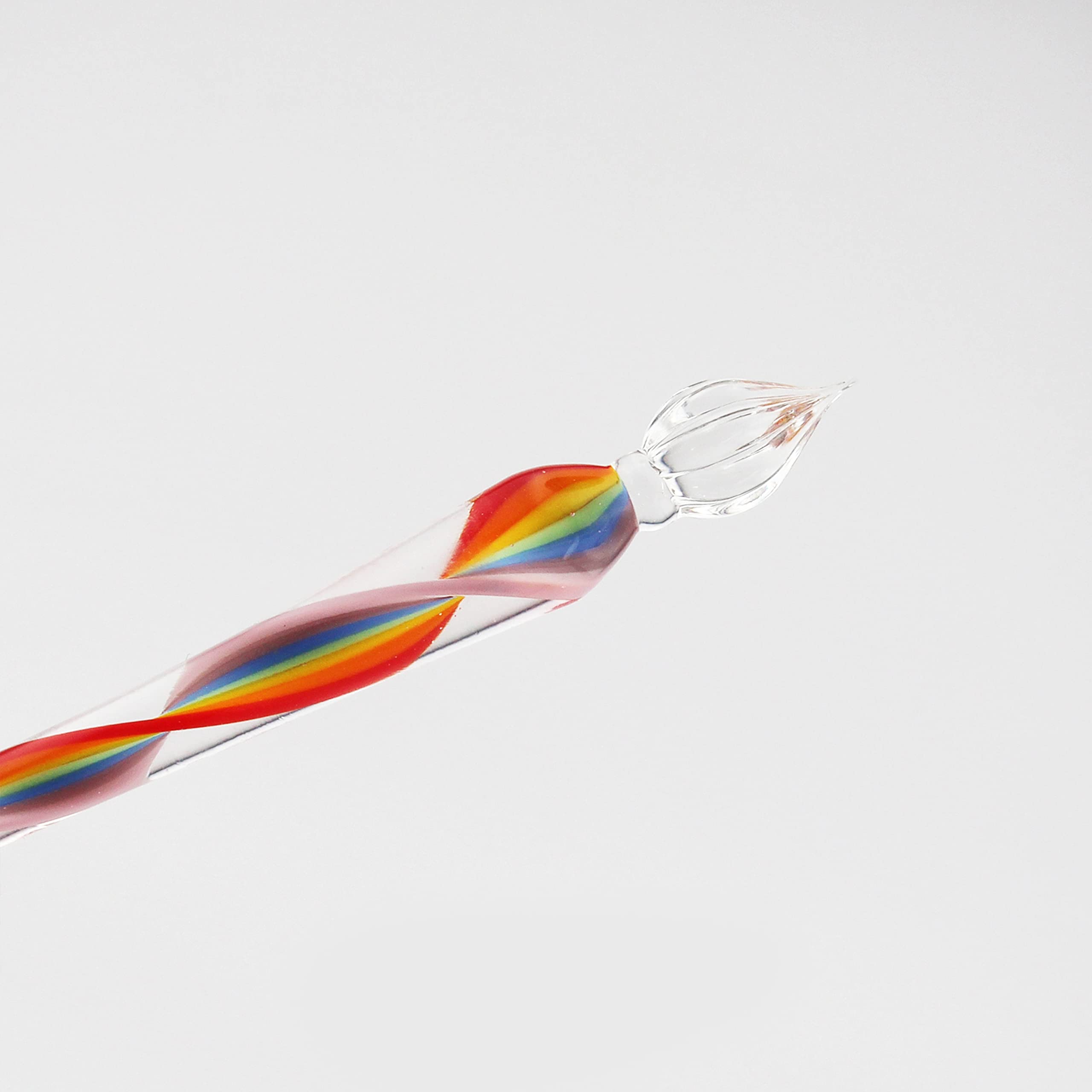 Rainbow Twisted Handmade Glass Dip Pen for Calligraphy & Art - Unique Writing Tool for Journaling, Drawing & Creative Lettering