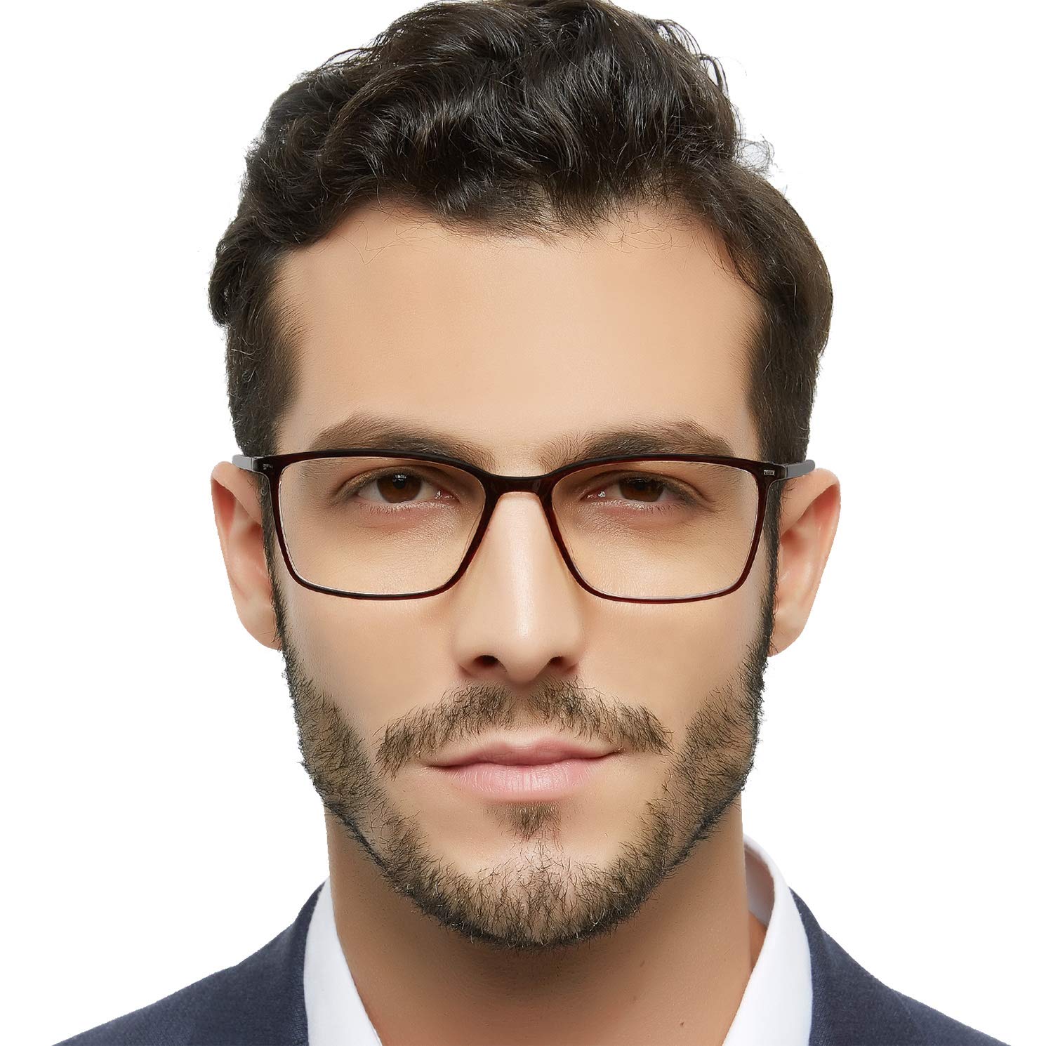 MARE AZZURO Flexible Reading Glasses for Men - 6.00 Strength Readers (600) - Stylish Rectangular Classic Frames - Perfect for Reading Books, Newspapers & Digital Screens