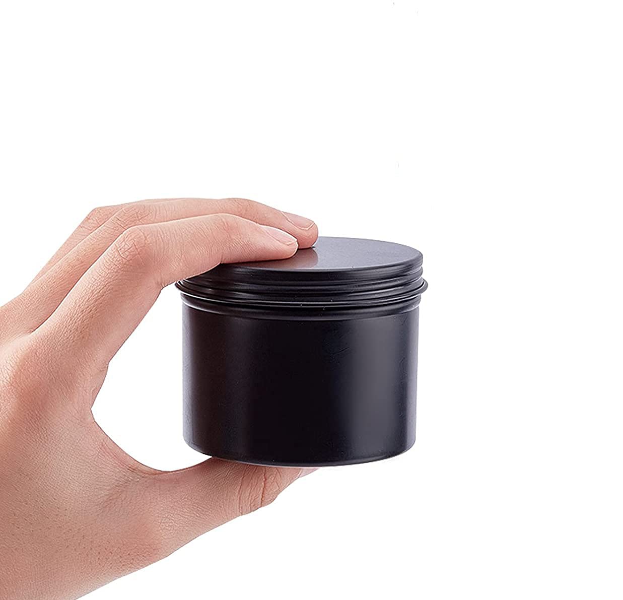 15 Pack 5oz Round Aluminum Tins with Screw Top Lids - Airtight Metal Containers for Cosmetic Samples, Spices, Tea, Candies & Food Storage - Perfect for Home Organization, DIY Gifts & Craft Supplies (Black)