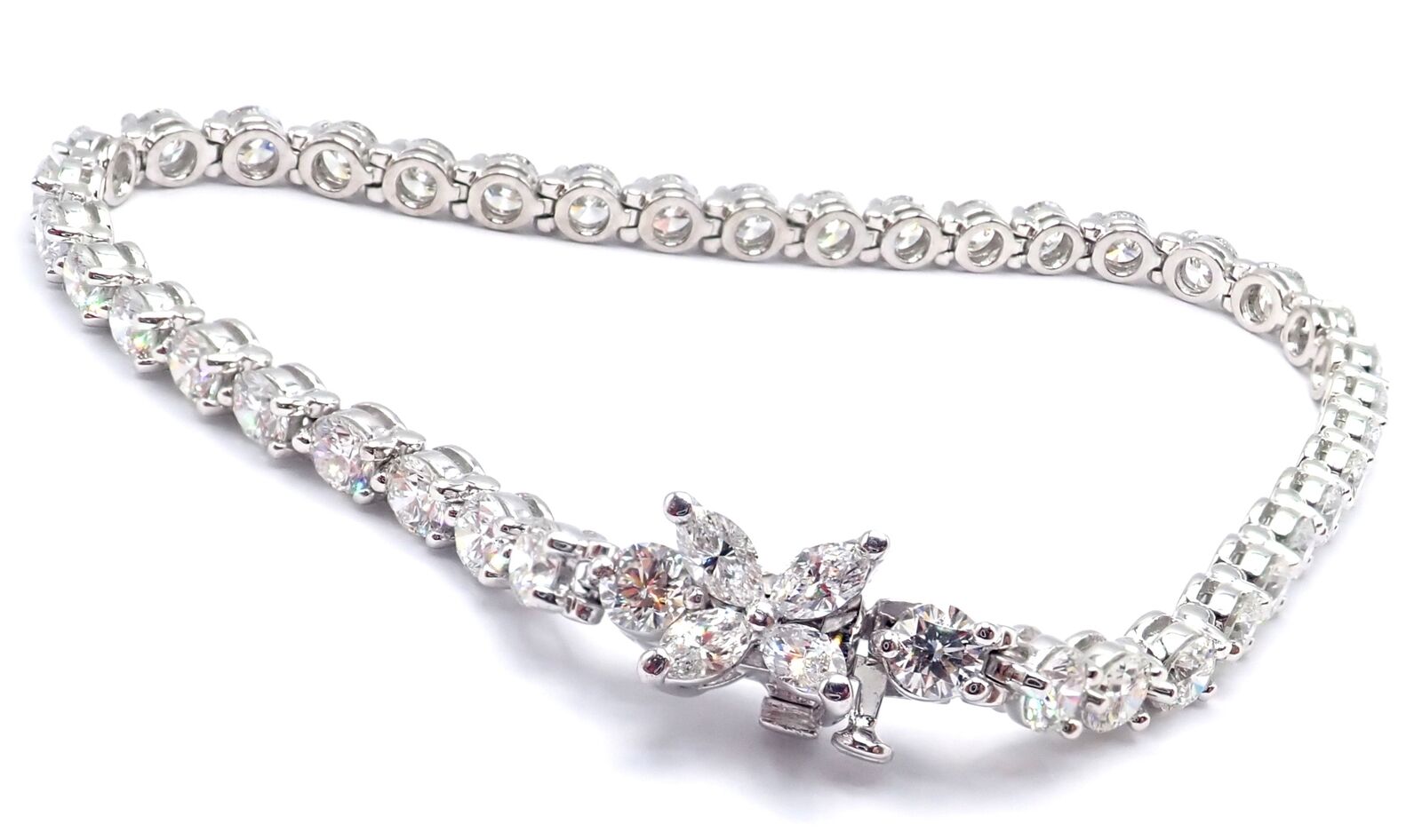 Authentic Tiffany & Co Victoria Platinum 6.5 Carat Diamond Tennis Bracelet - Luxury Jewelry for Women, Elegant Gift for Anniversary, Wedding & Special Occasions