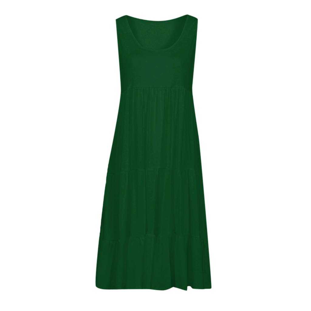HHmei Women's Holiday Summer Solid Sleeveless Party Beach Dress - Flowy Casual Sundress for Vacation, Poolside, and Tropical Getaways