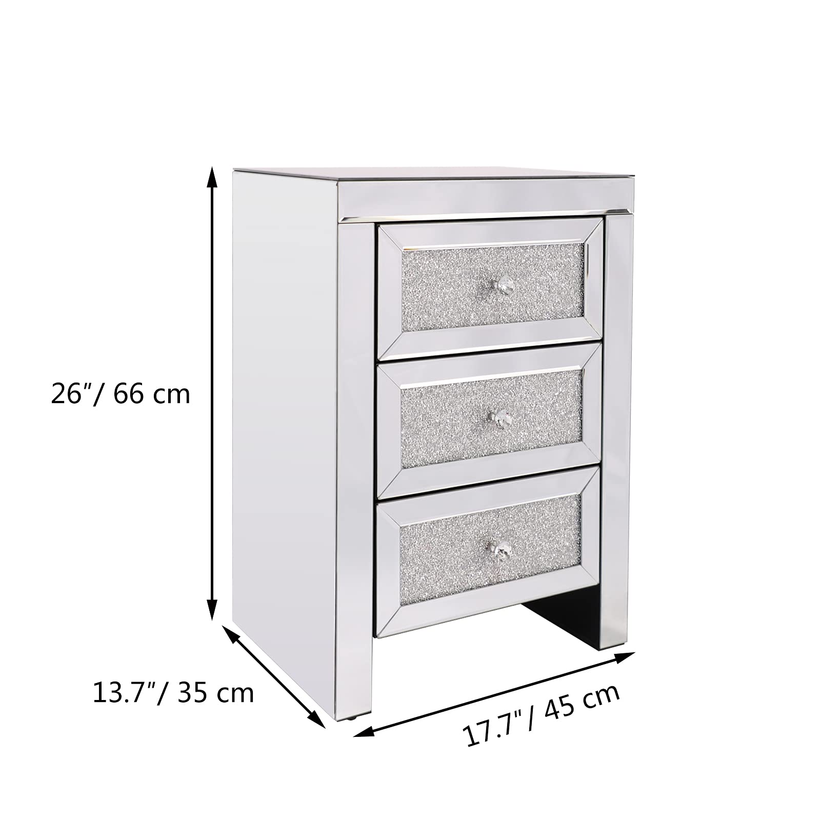 DEINPPA Mirrored Vanity Desk Set with Crystal Diamond Accents - 2 Drawer Makeup Dressing Table for Women & Girls | Perfect for Bedroom, Living Room or Home Office Beauty Station