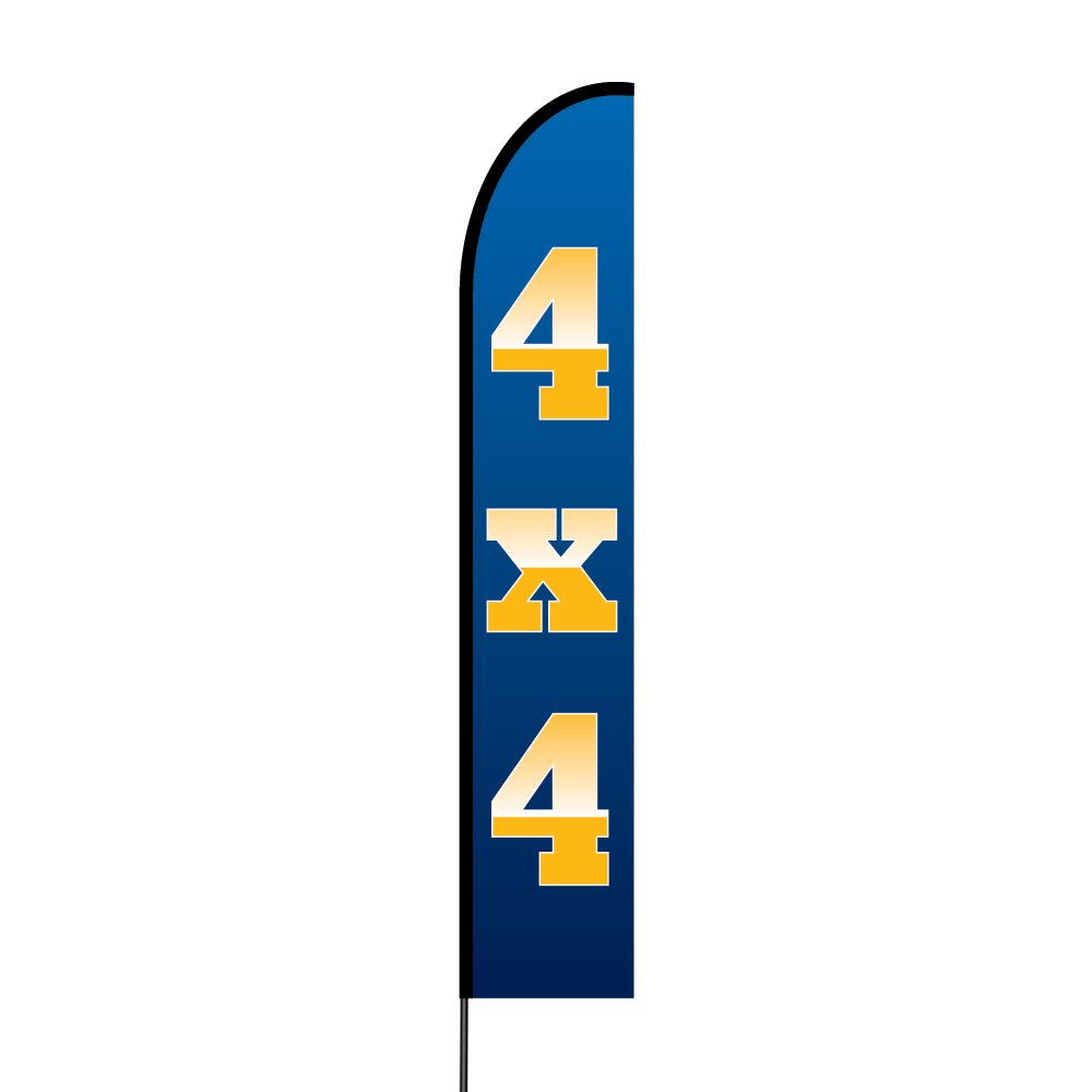 15ft Outdoor Advertising Feather Flag Kit with 4x4 Printed Swooper Banner, Pole & Spike - Perfect for Business Promotions, Events & Retail Displays