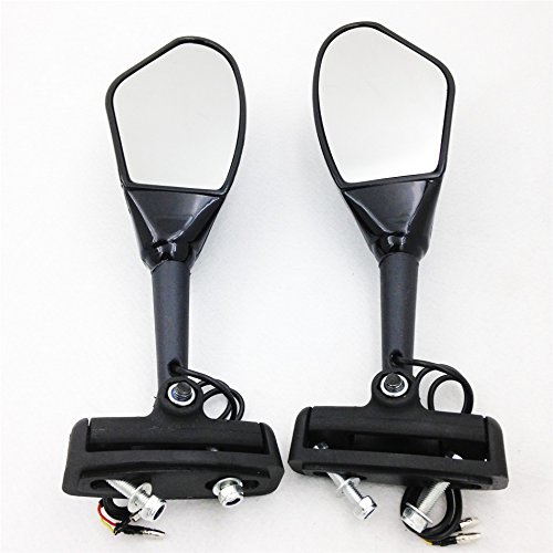 XKMT Yellow LED Lights Mirror - Compatible with Yamaha FZR, YZF 600/750, R6, FJR1300 & Kawasaki Ninja ZX6RR Motorcycles - High Visibility Safety Upgrade for Night Riding