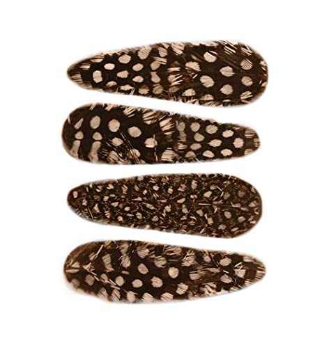 Metal Contour Hair Clips with Feathers - 4pcs Brown Hair Barrettes for Women Teens Girls | Perfect for Weddings Parties & Everyday Styling