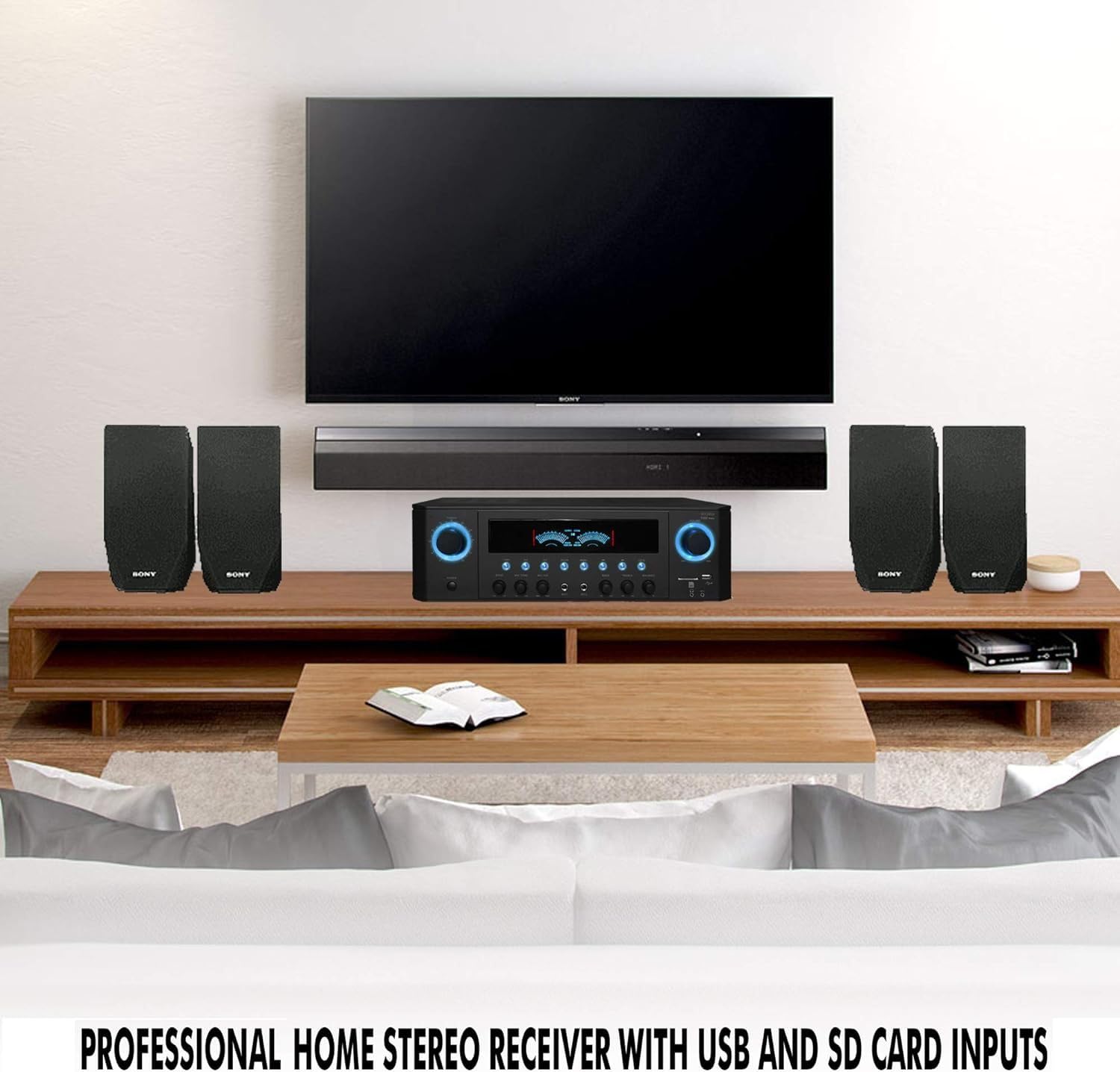 Technical Pro 1000W Professional Home Theater Receiver System with Digital Processing & Remote - Includes 6x 5.25