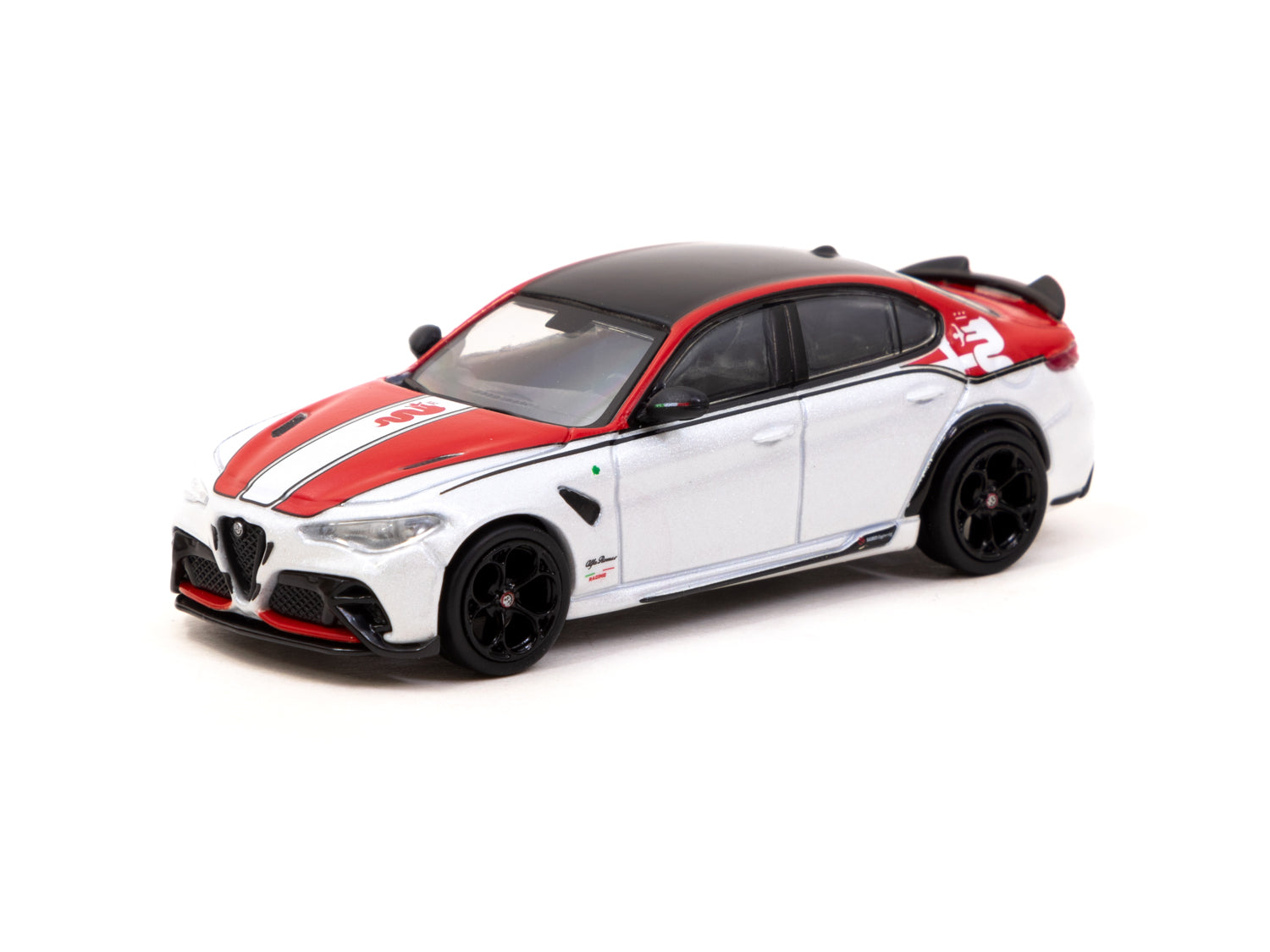 Tarmac Works 1/64 Scale Alfa Romeo Giulia GTA Diecast Model Car - Red & White - GLOBAL64 Series - Perfect for Collectors & Display Cases