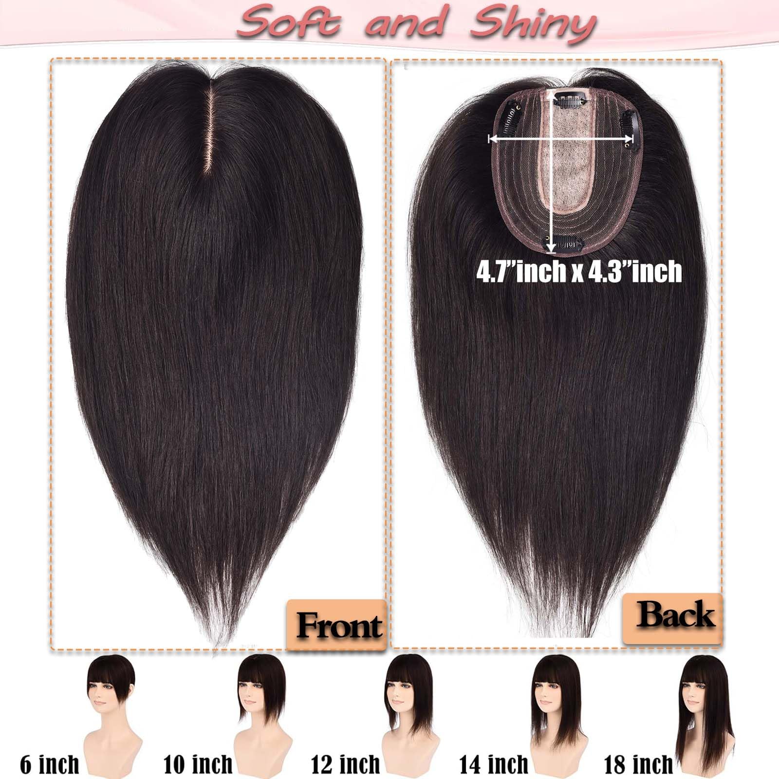 Premium Real Human Hair Toppers for Women - Silk Base Remy Hair Wiglets for Thinning Hair | Clip-In Hair Extensions No Bangs | Perfect for Daily Wear, Special Occasions & Hair Volume Enhancement