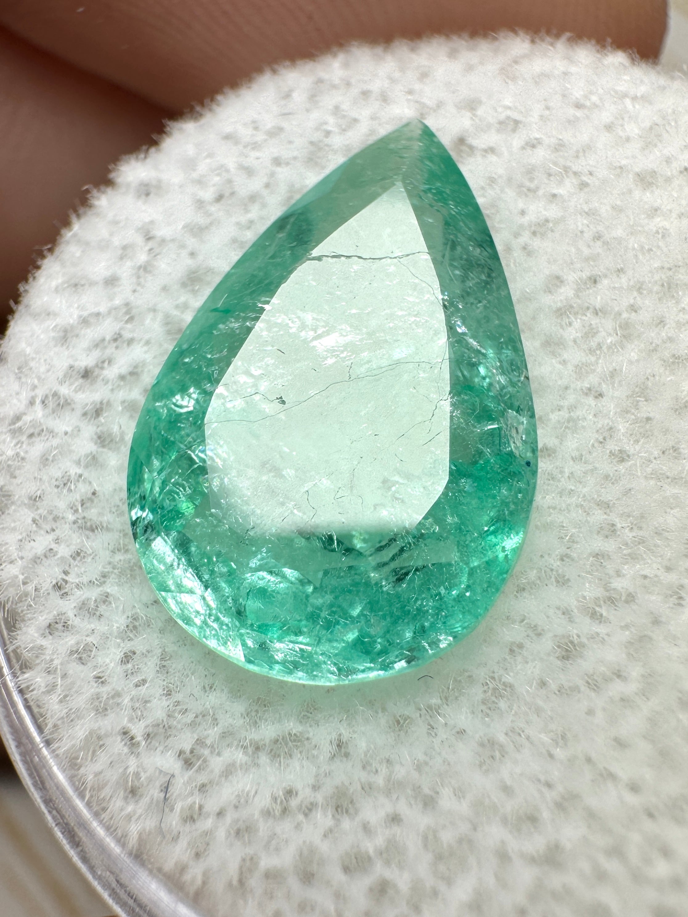 4.22 Carat 16x10mm Light Bluish Green Natural Loose Colombian Emerald Pear Cut Gemstone for Jewelry Making, Engagement Rings & Luxury Gifts