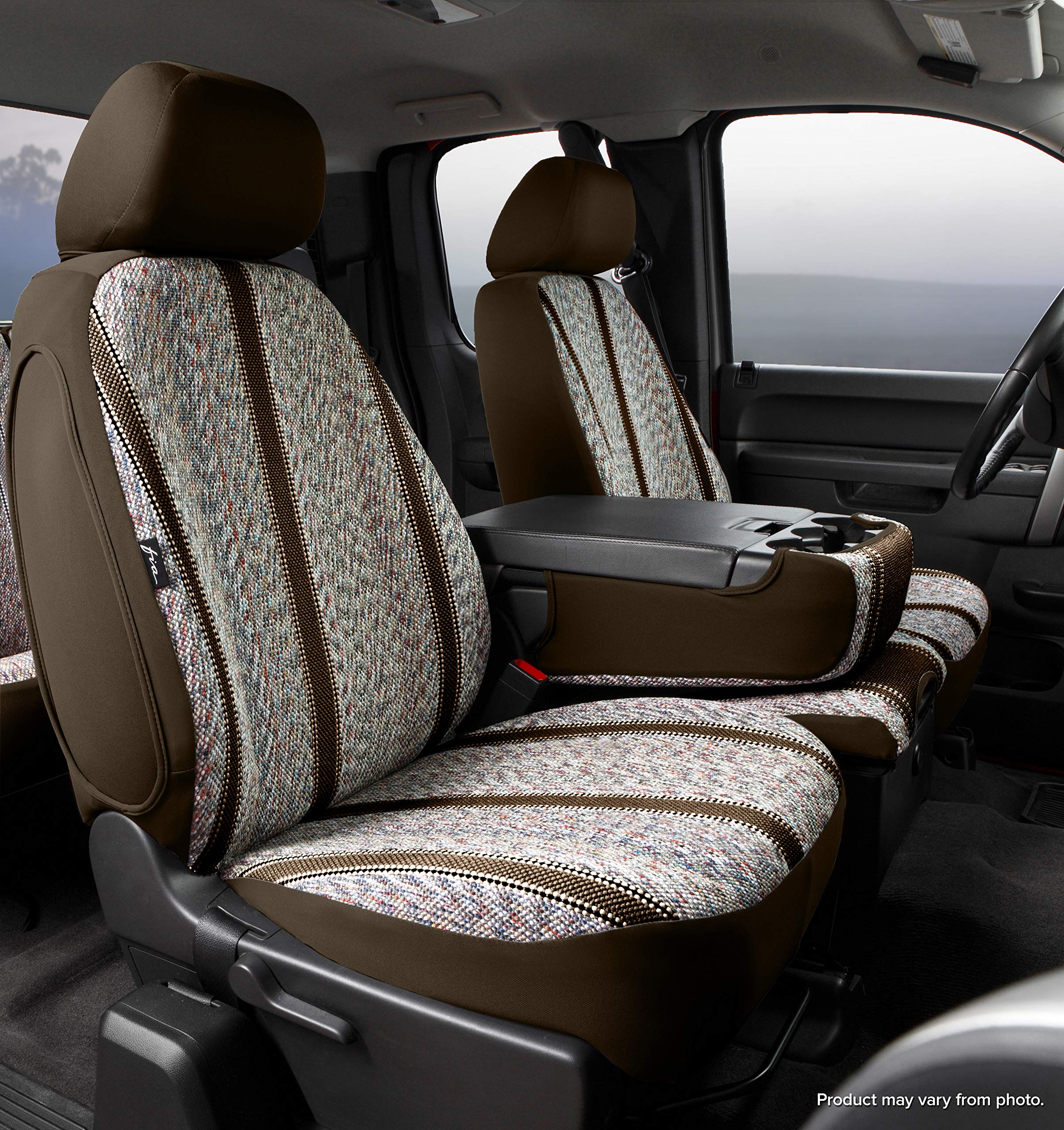 FIA TR48-25 Brown Custom Fit Front Seat Cover 40/20/40 Split - Saddle Blanket Style for Trucks & SUVs | Durable & Stylish Car Interior Upgrade for Off-Roading & Daily Commute