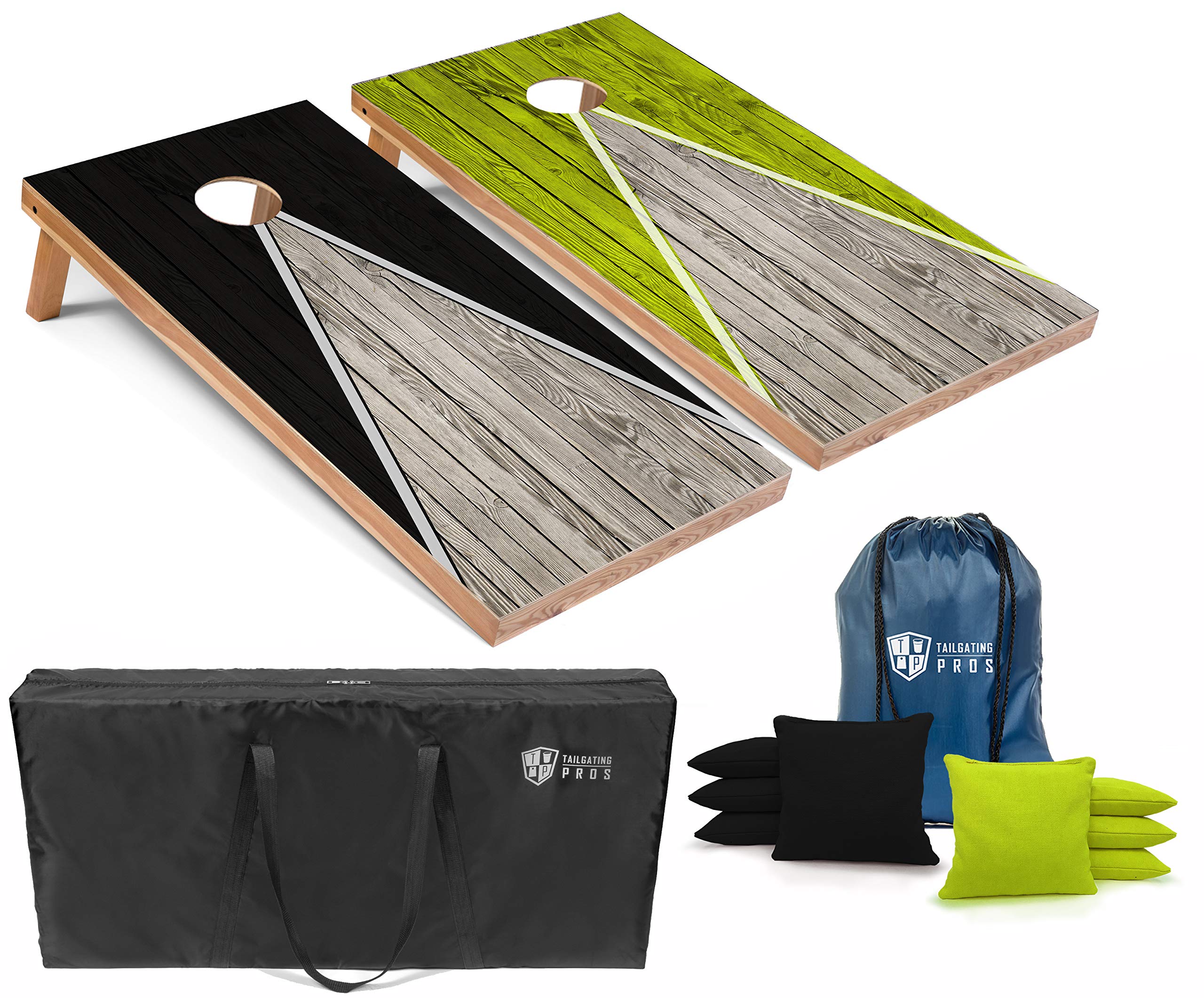 Tailgating Pros Lightweight Pyramid Design Cornhole Board Set with LED Ring Lights - 4'x2' Regulation Size for Backyard, Beach, and Outdoor Parties - Perfect for Tailgating, BBQ, and Family Gatherings