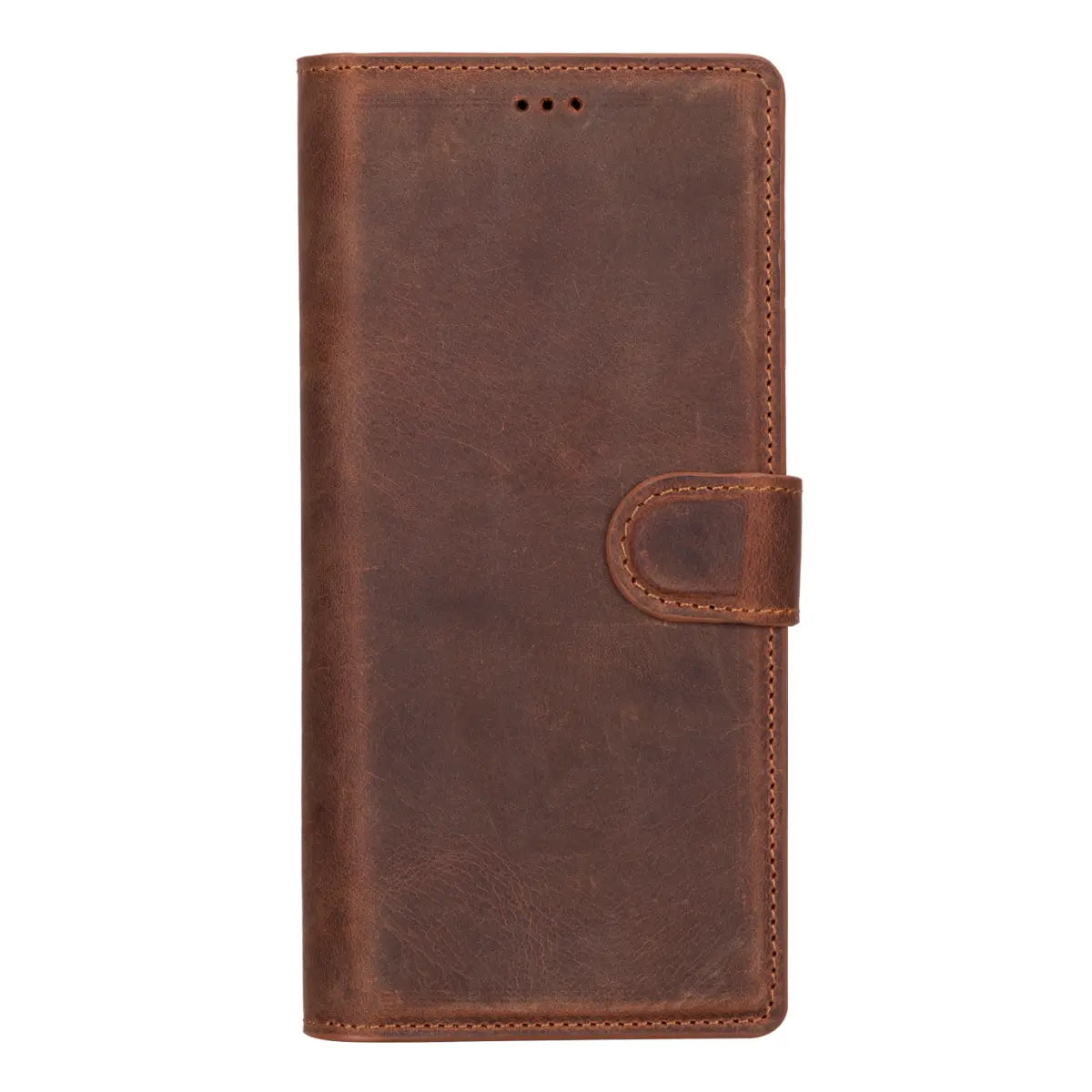 Distressed Brown Magnetic Leather Wallet Case for Samsung Galaxy S25 Ultra - Slim Protective Cover with Card Holder & Strong Magnet for Everyday Use, Travel & Business