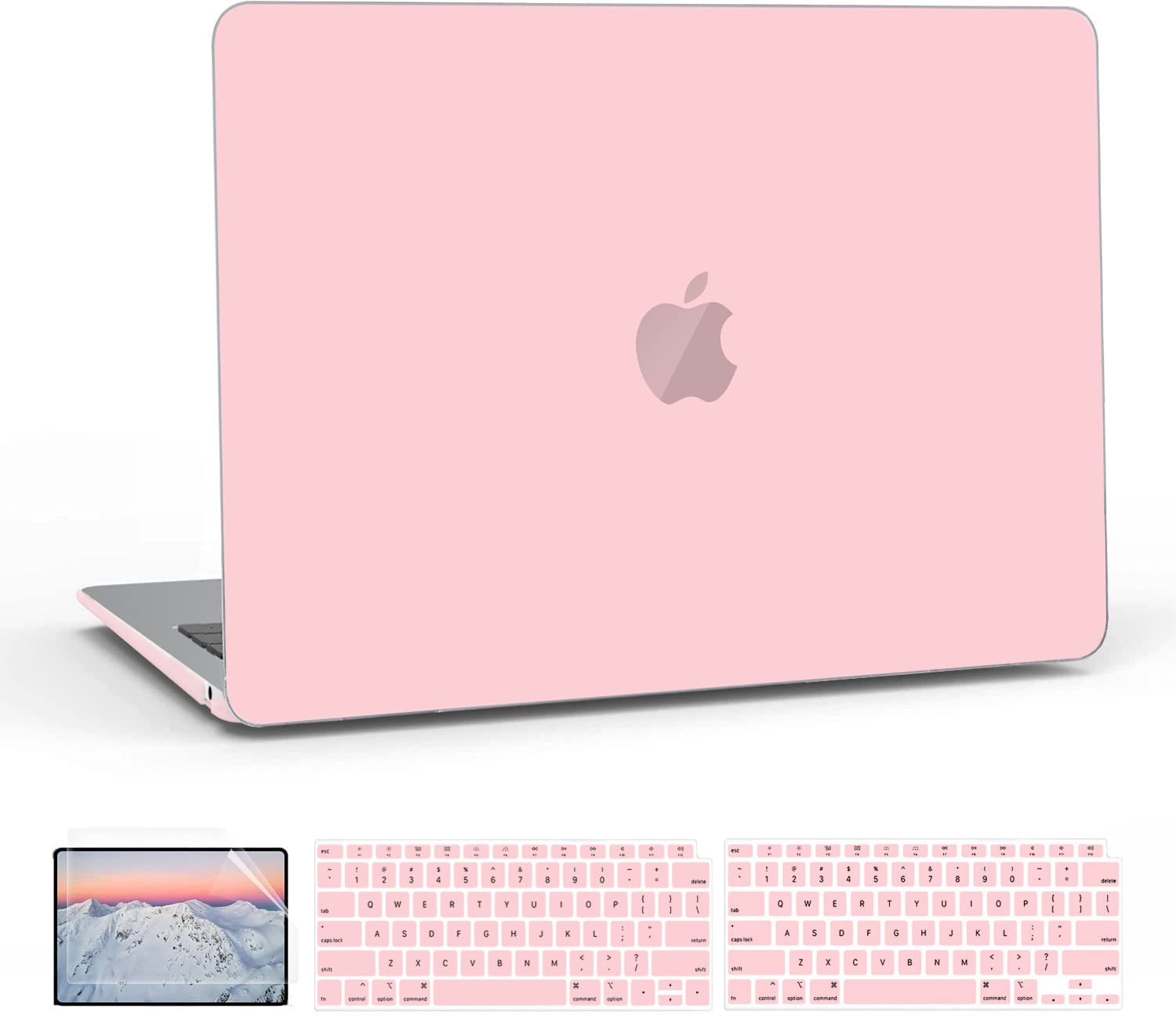 B BELK MacBook Air 13 Inch Case (2022 2021 2020 2019 2018) Compatible with A2337 M1 A2179 A1932 Models - Hard Protective Cover with Touch ID Cutout + Screen Protector + 2 Keyboard Covers (Rose Quartz) - Perfect for Work, Travel & School