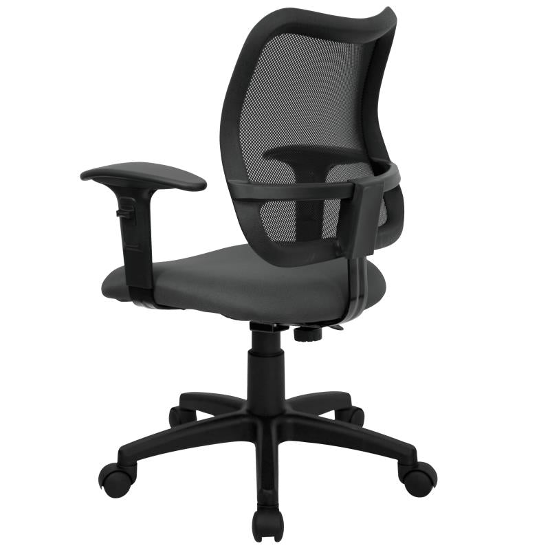 FLASH Mid Back Black Mesh Swivel Task Office Chair - Ergonomic Adjustable Height Computer Desk Chair for Home & Office Use - Perfect for Long Hours of Work or Gaming