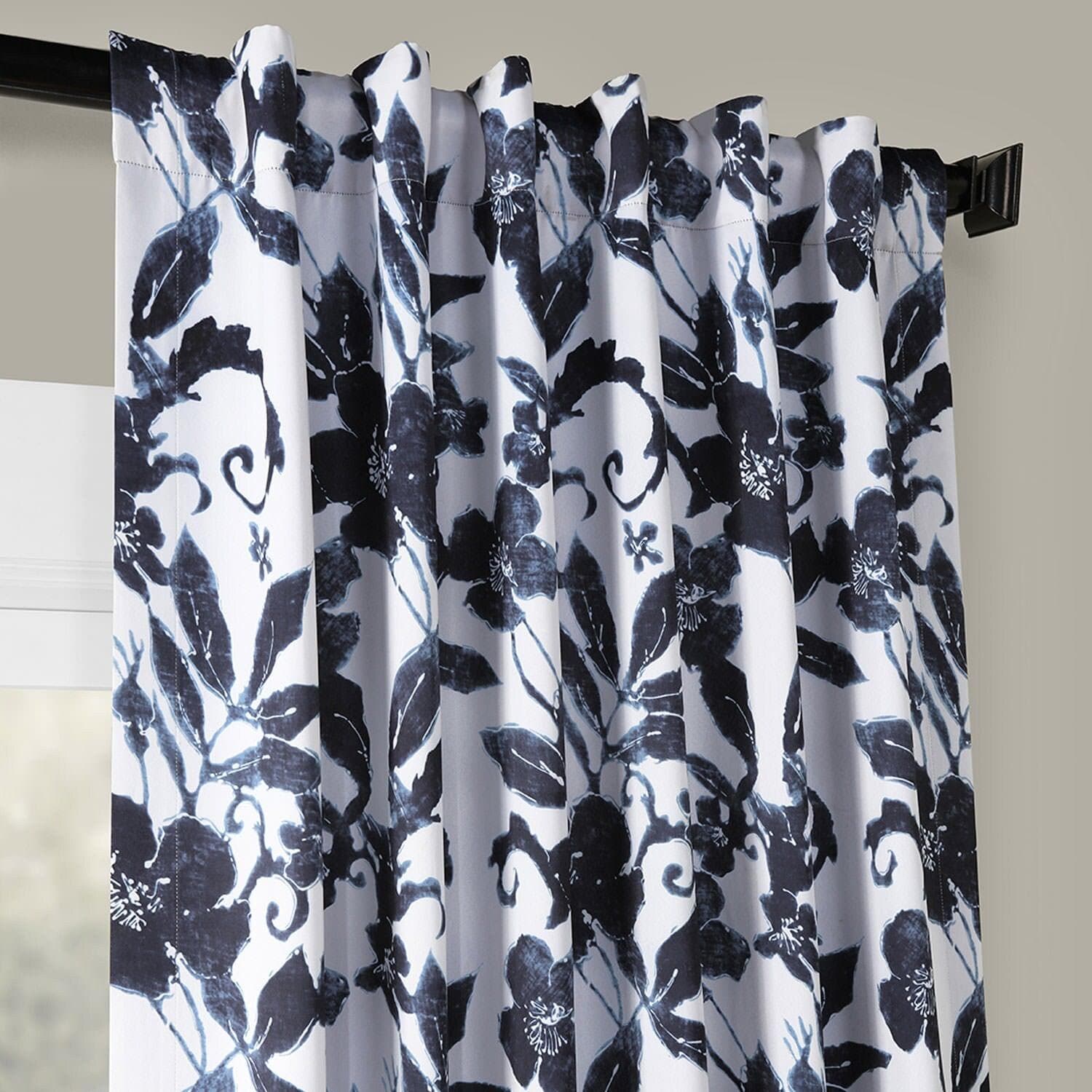 Blue Hibiscus Floral Blackout Curtains for Bedroom & Living Room - Light Blocking Window Drapes for Better Sleep & Privacy