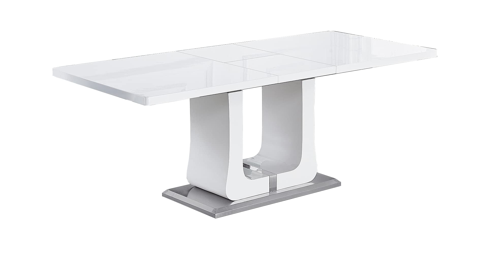 ARYSIEER Extendable Glass Top Dining Table - Contemporary White Wooden Base, 63