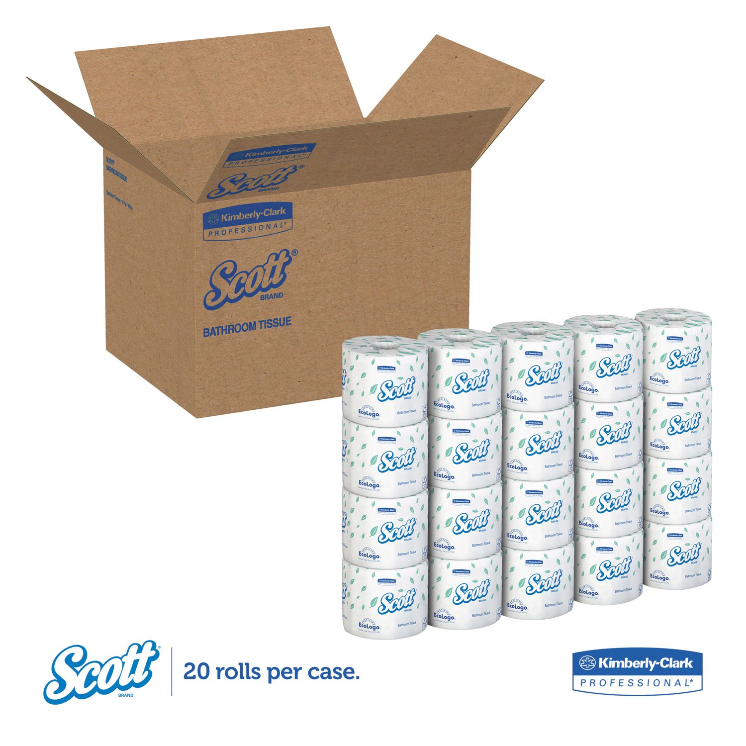Scott 13607 Premium 2-Ply Bathroom Tissue - 550 Sheets Per Roll, 20 Rolls (Soft & Strong Toilet Paper) - Ideal for Home, Office & Commercial Use
