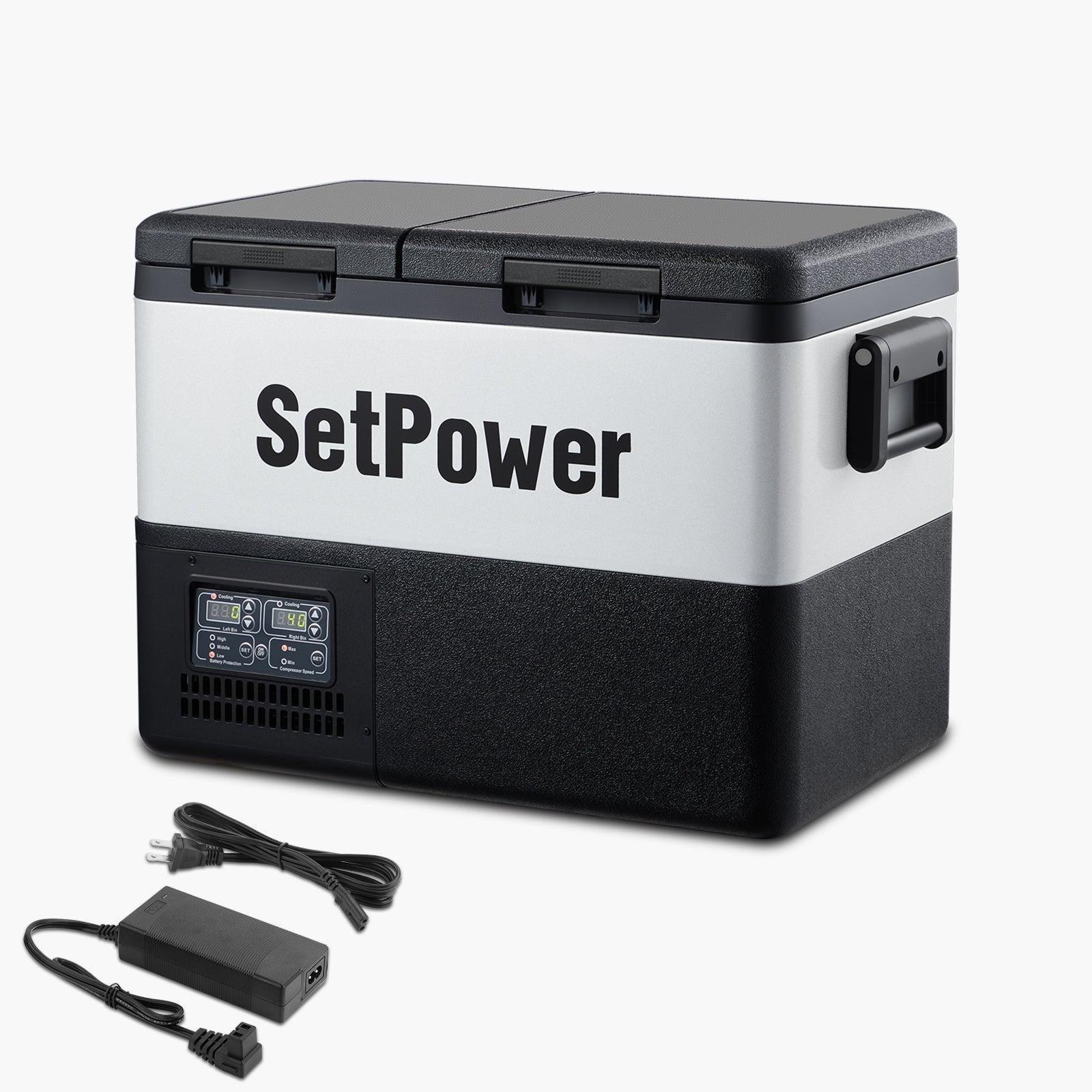 Setpower PT35 12V Portable Car Refrigerator Freezer - 37Qt Dual Zone Fridge for Road Trips & Camping | Compact Cooling for Food, Drinks & Medicine in Vehicles